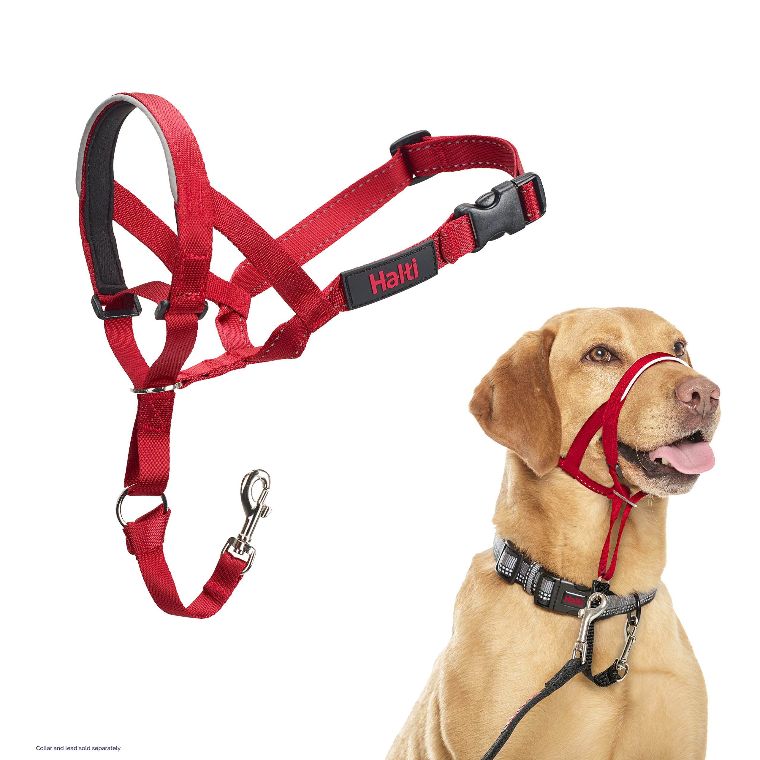 Halti Headcollar - Stops Pulling for Medium Dogs | Size 3 Red | Reflective Nylon