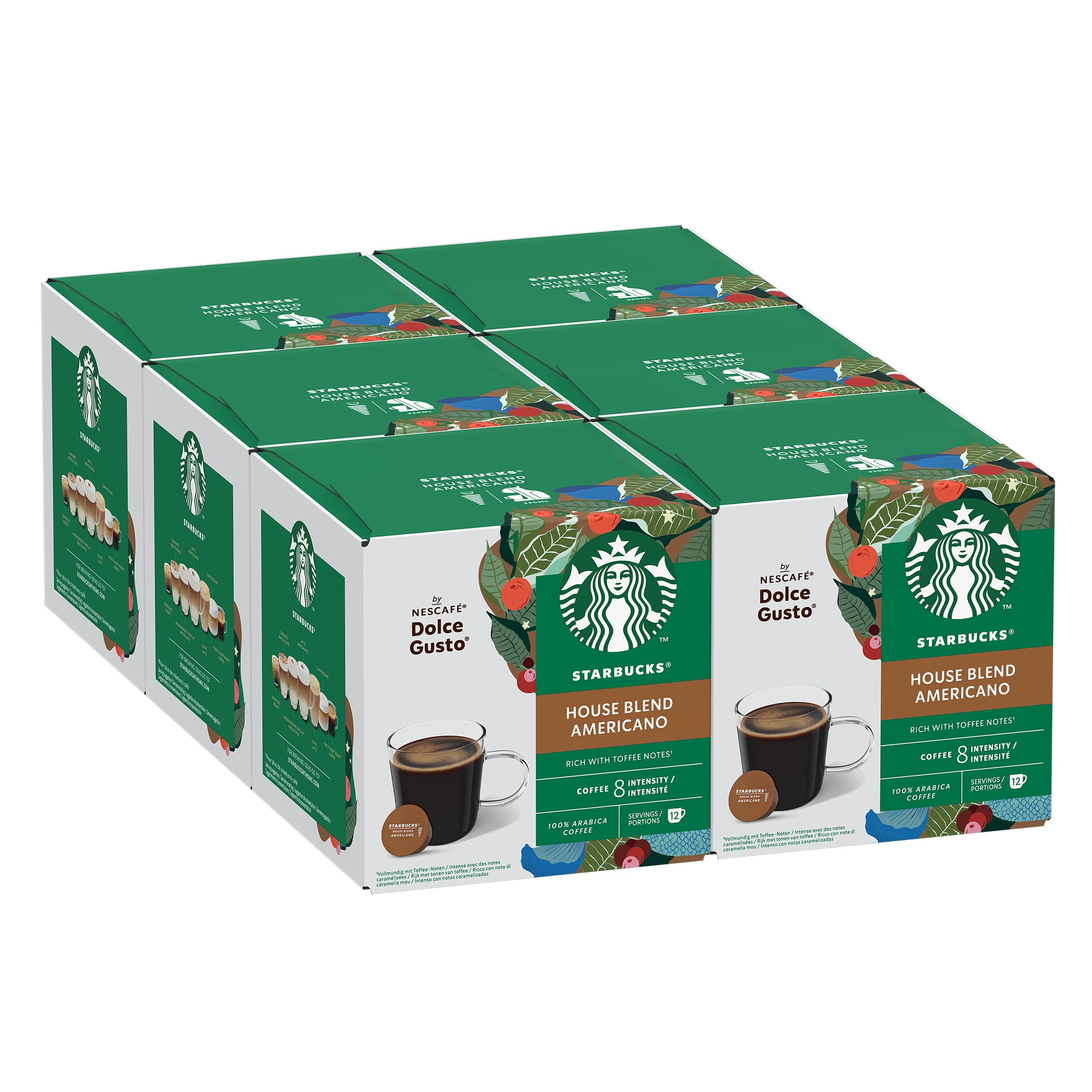 STARBUCKS Americano House Blend Medium Roast Coffee Pods for NESCAFÉ Dolce Gusto | 72 Count (6 x 12) 1
