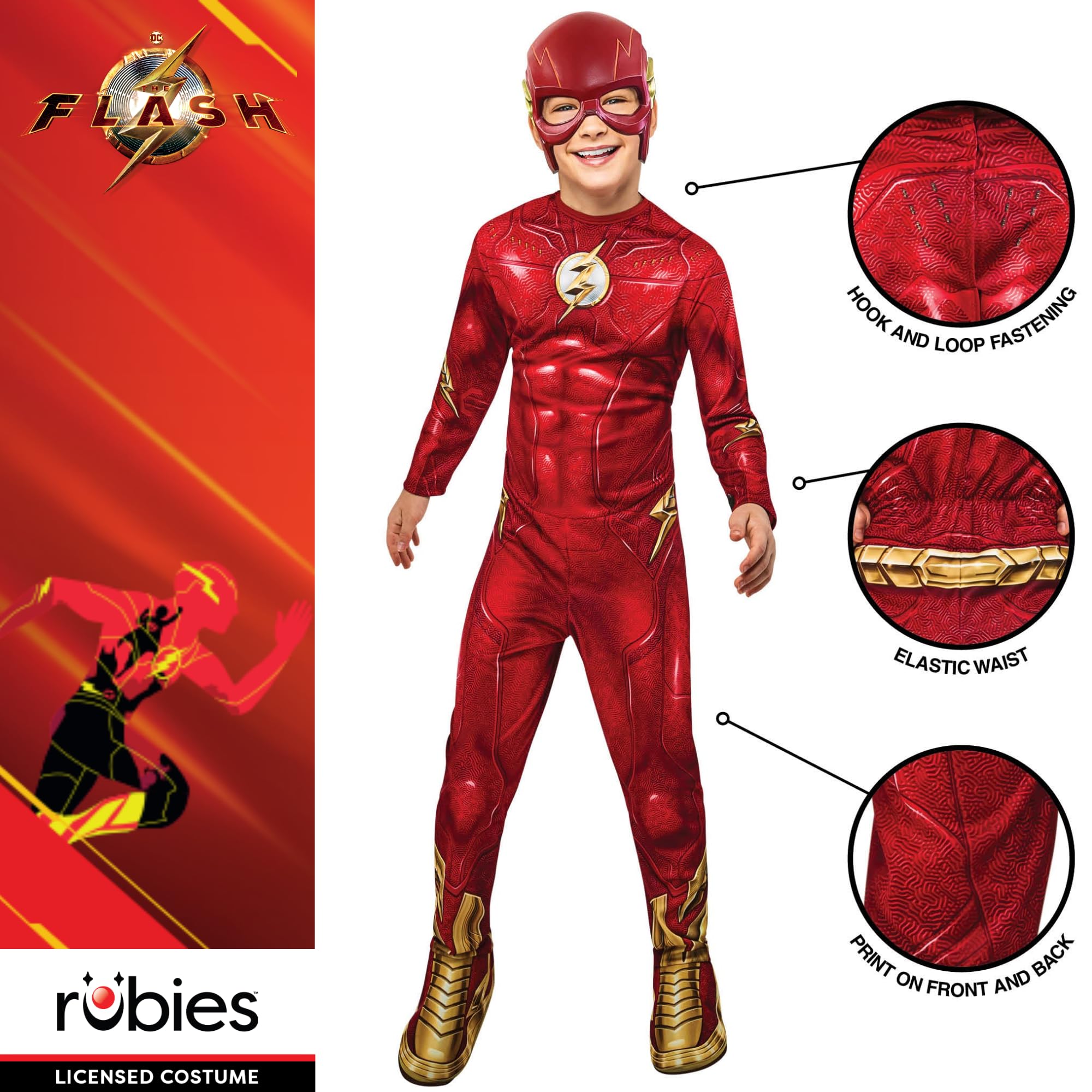 Rubies The Flash Classic Child Costume - Jumpsuit, Boot Tops, Mask | Xsmall, 5-6 Years 4