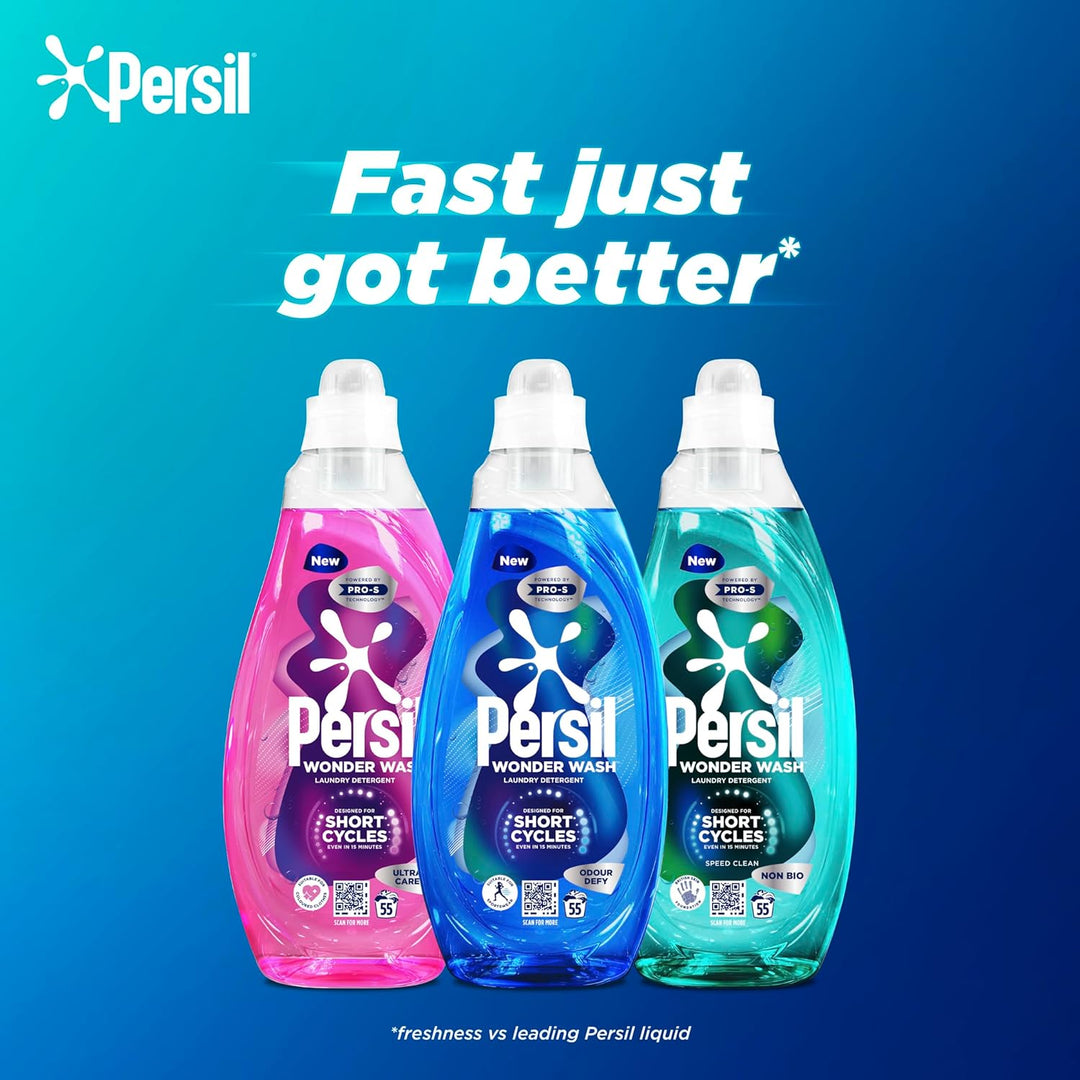 Persil Wonder Wash Odour Defy Bio Liquid Laundry Detergent 1.485 L (55 Washes)