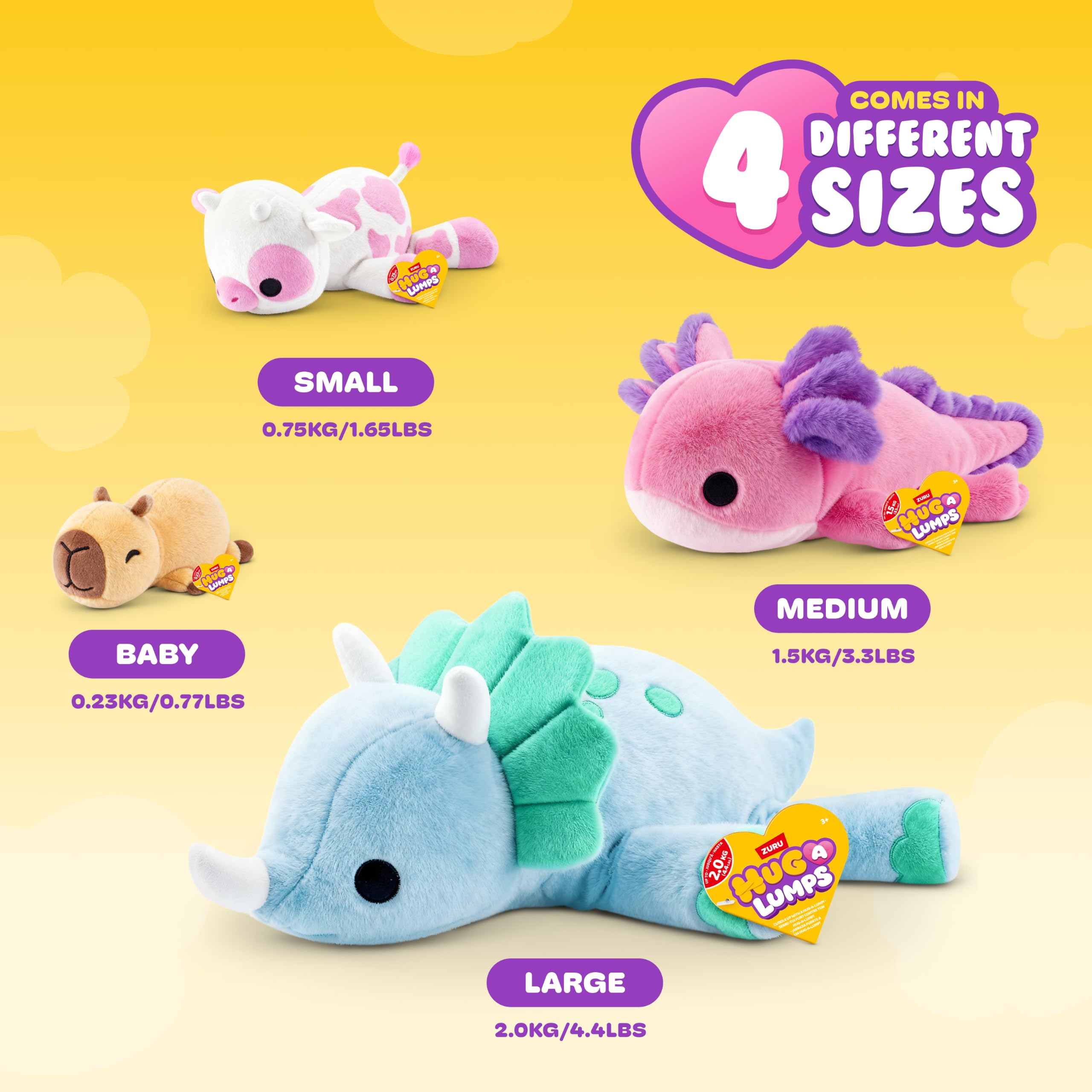 Hug-A-Lumps Ally the Axolotl Soft Doll - Weighted Plush for Calm & Comfort | Medium Size 6