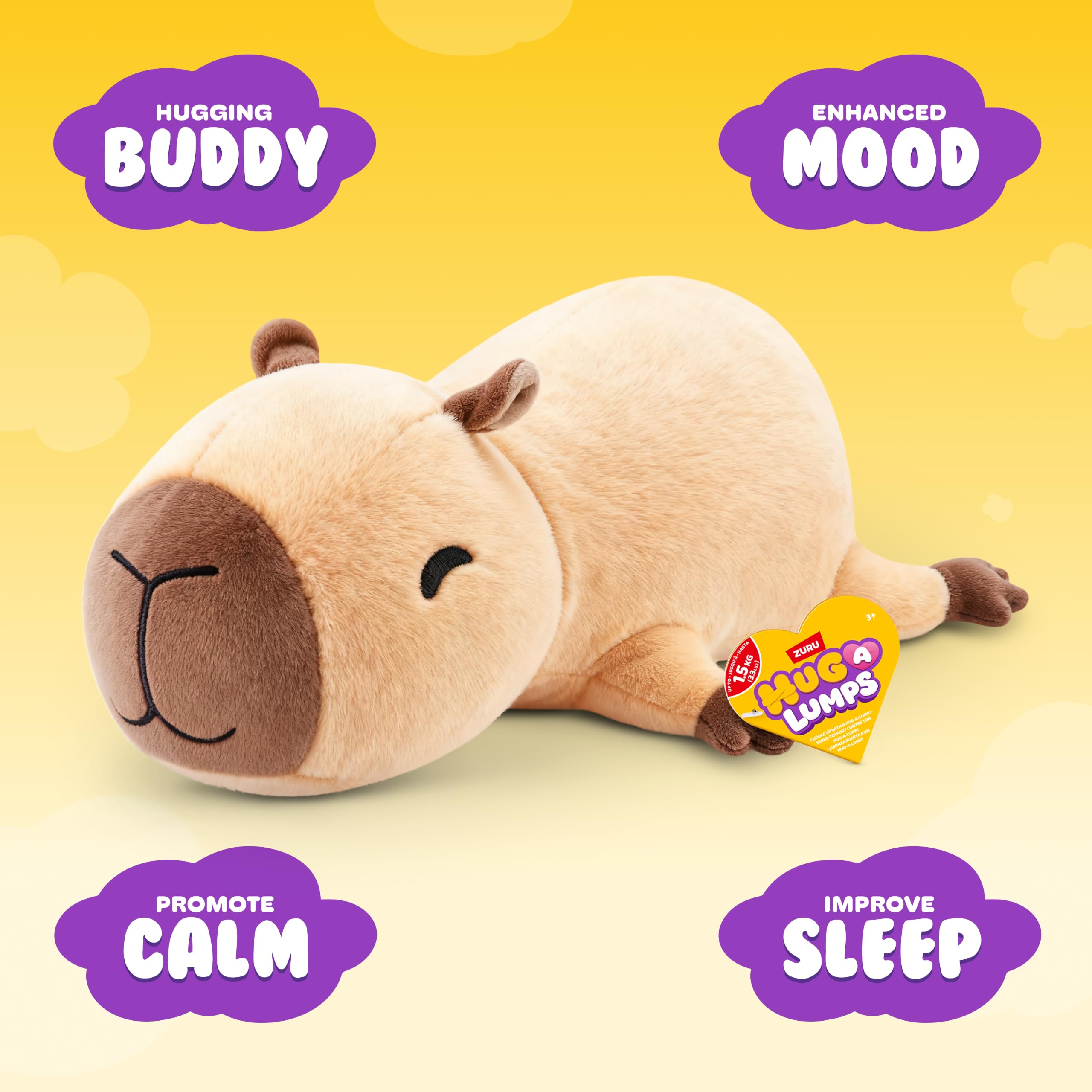 Hug-A-Lumps Capybara Connie Soft Doll - Weighted Plush for Calm & Comfort | Medium Size