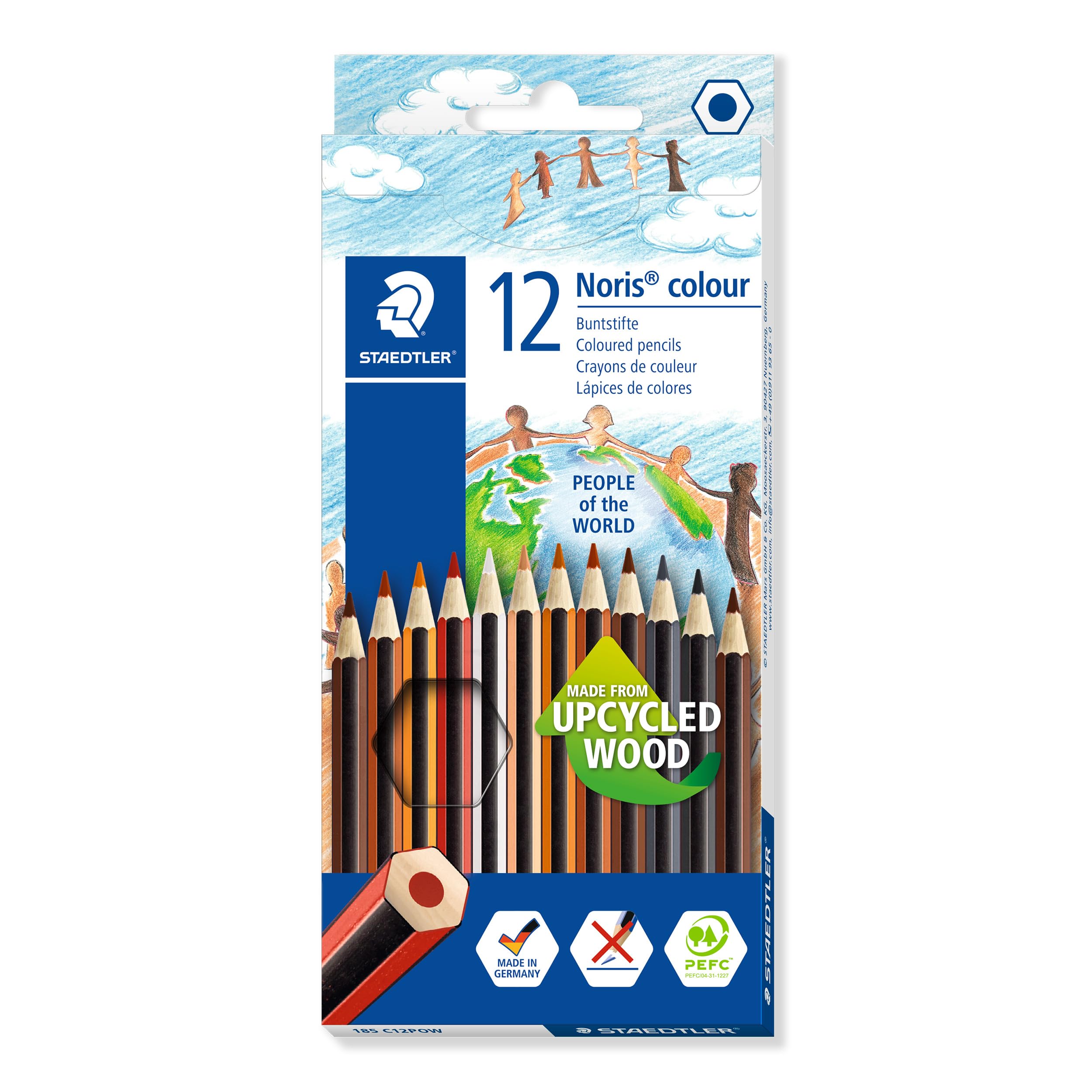 STAEDTLER Noris Colour Coloured Pencils - Upcycled Wood, 12 Assorted Brilliant Colours 1