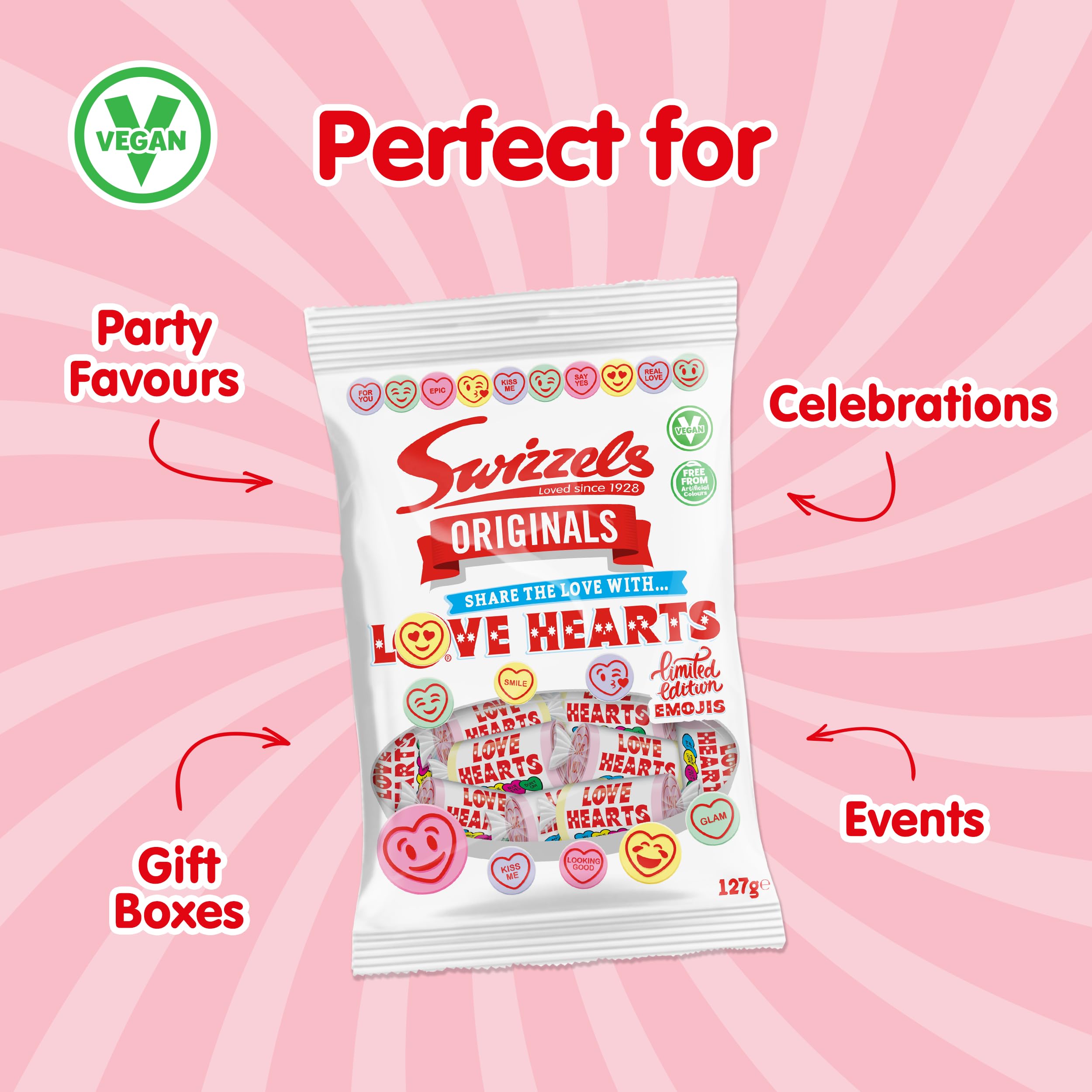 Swizzels Original Love Hearts – Fruchtige Brausebonbons mit süßen Botschaften 4