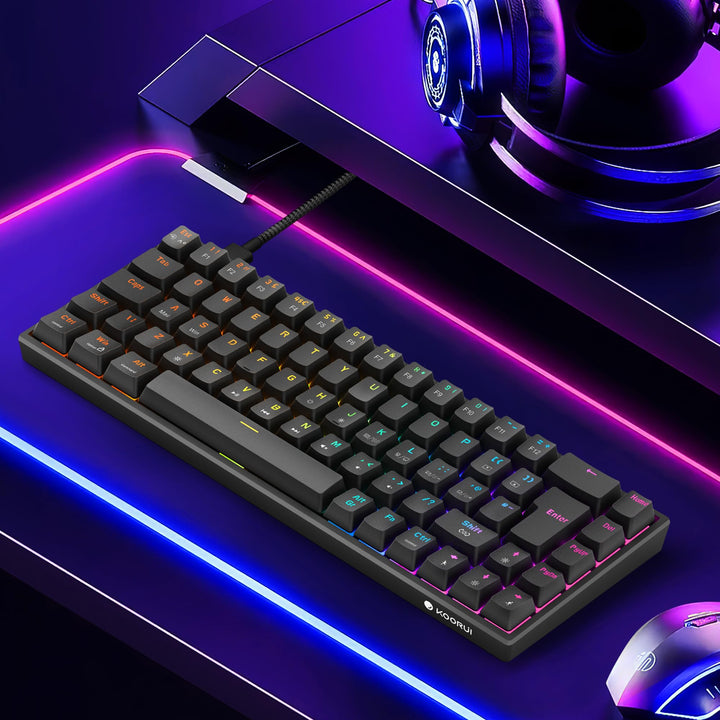 KOORUI 60% Mechanical Gaming Keyboard MKC01 - Red Switch RGB Backlit Compact Keyboard