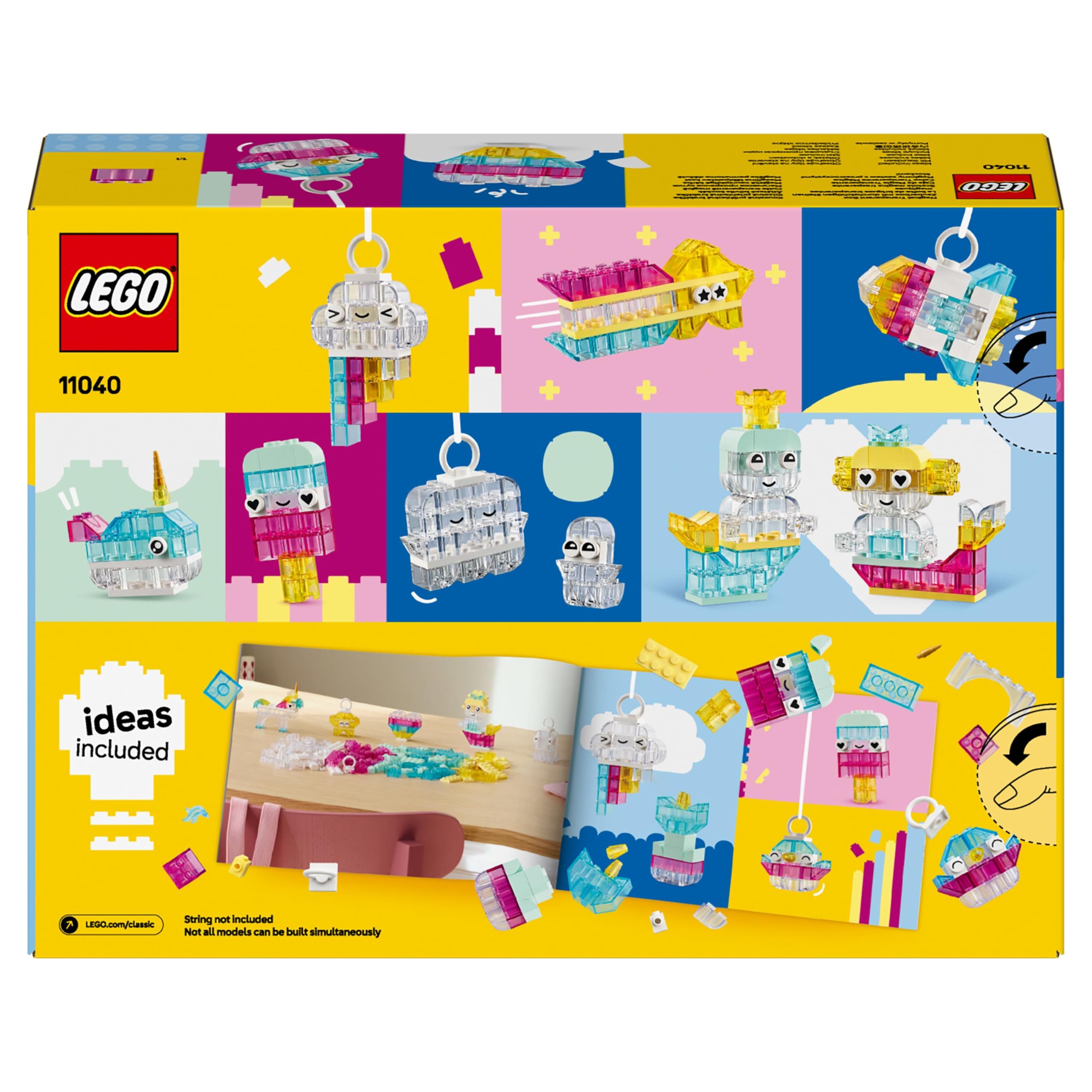LEGO Classic Magical Transparent Box - 340-Piece Colorful Building Set for Kids 5+ 3