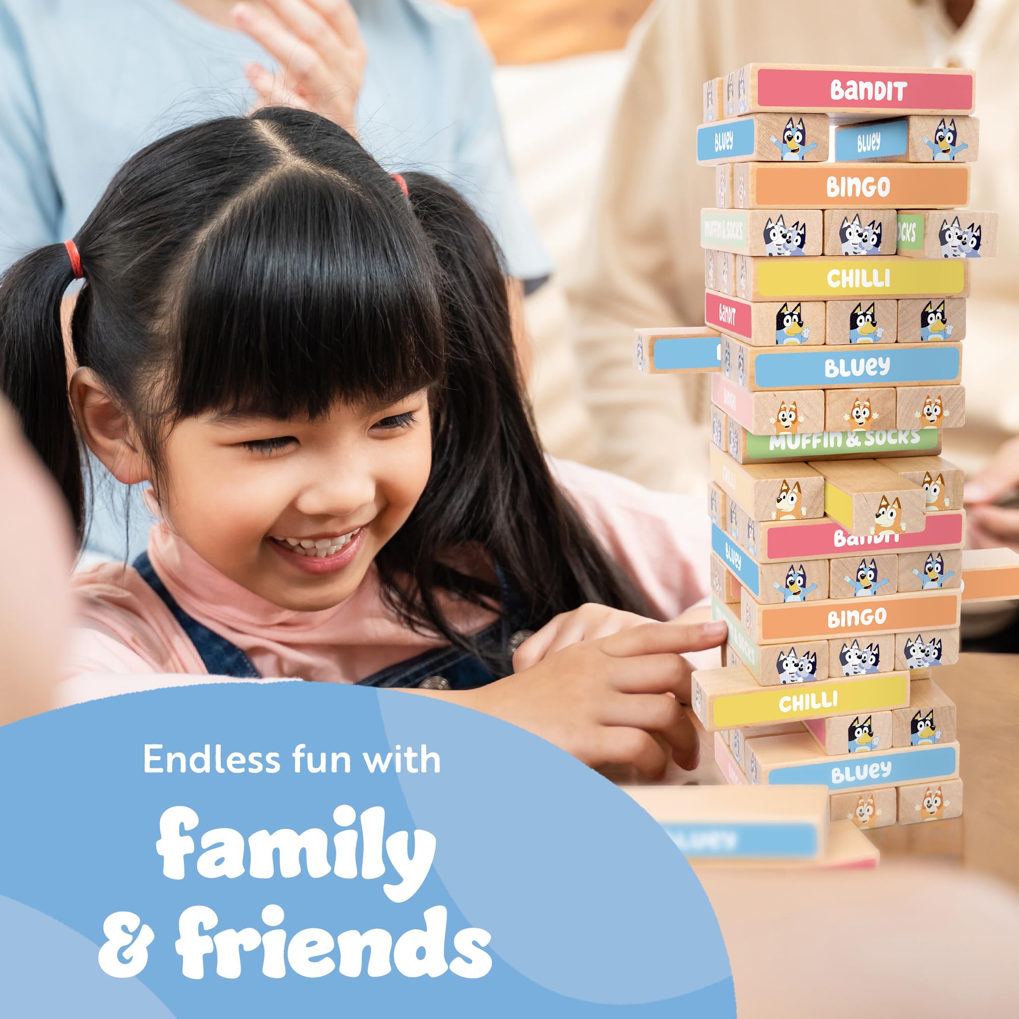 Bluey - Tumbling Tower Game 54 FSC-Certified Wooden Blocks 9