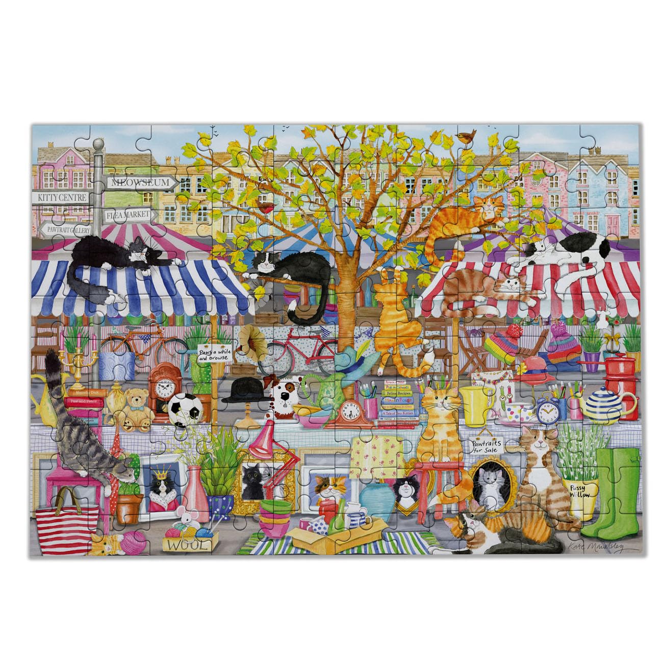 Gibsons Flea Market Moggies Jigsaw Puzzle - 100 XXL Pieces, 48 x 34 cm | Recycled Board 8
