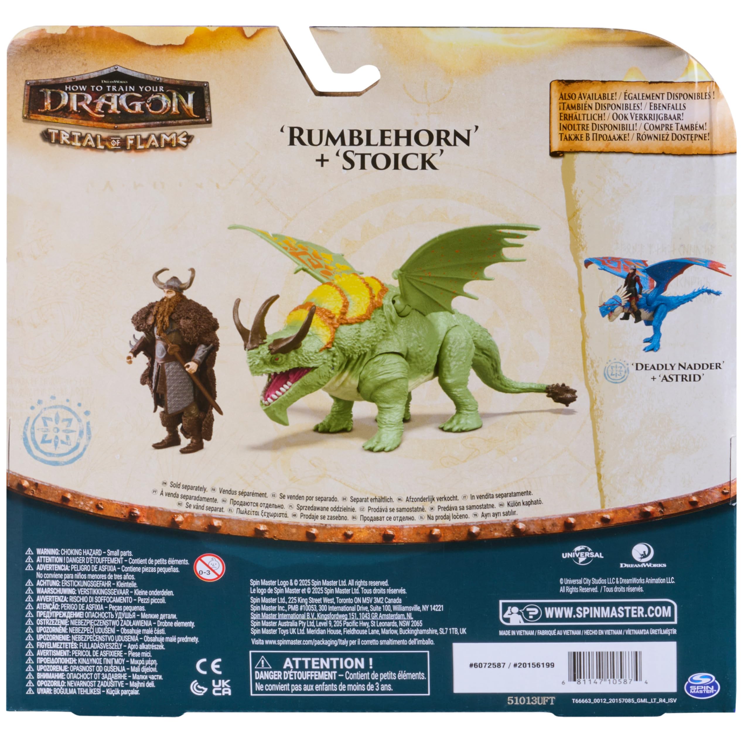 Spin Master Dreamworks Dragons Rumblehorn & Stoick Action Figure Set | 3-inch Viking, 10-inch Dragon | Ages 4+ 8