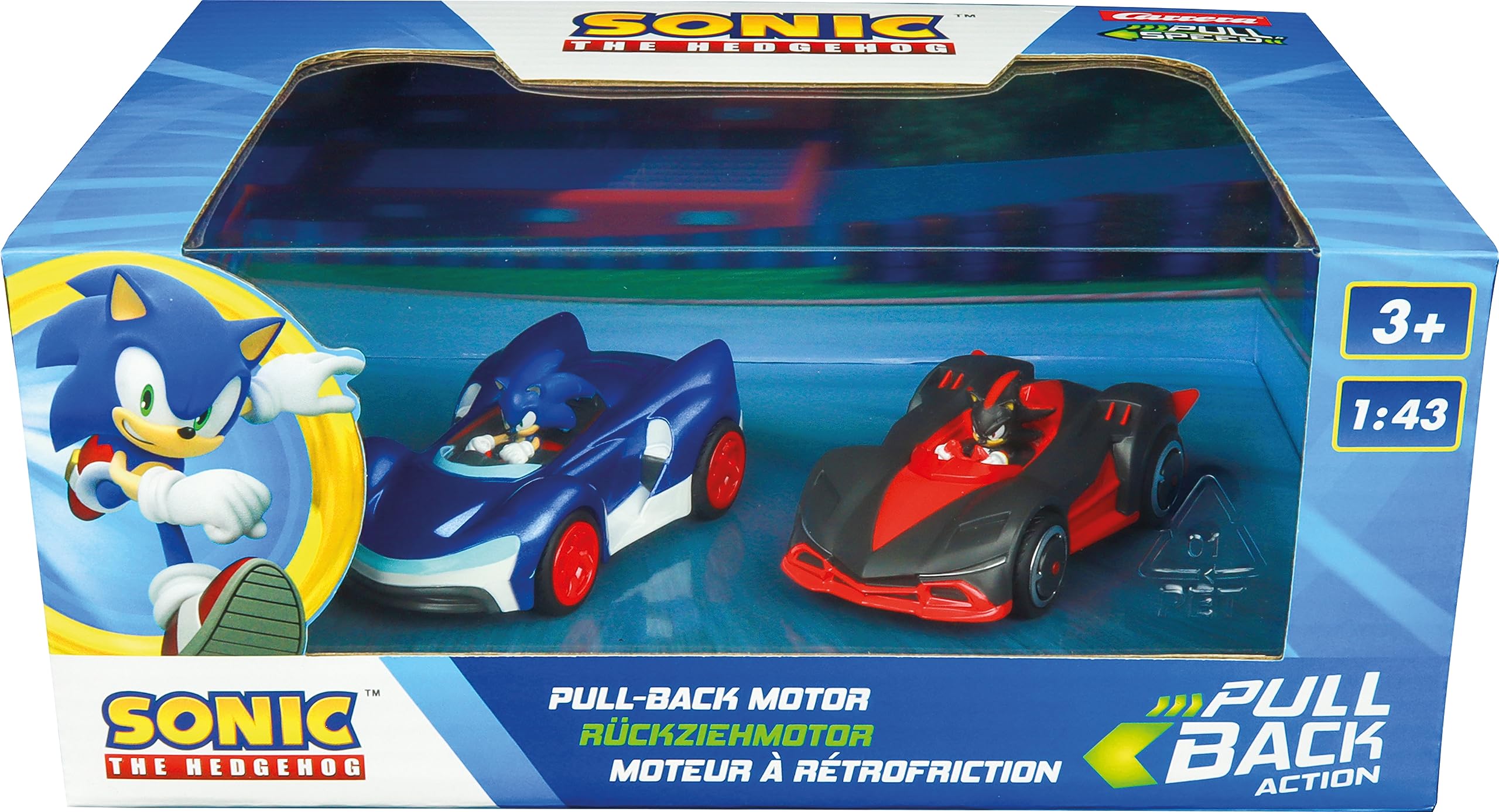 Pull & SPEED Sonic the Hedgehog Twinpack - Sonic vs. Shadow Pull-Back Cars | 2 Pack | 4 Inch 1