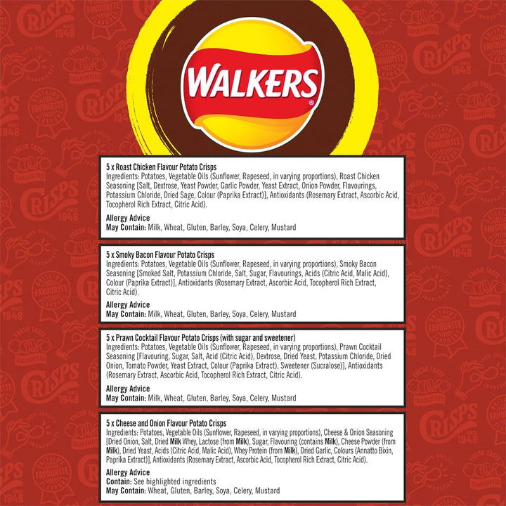 Walkers Meaty Variety Multipack Crisps 20x25g