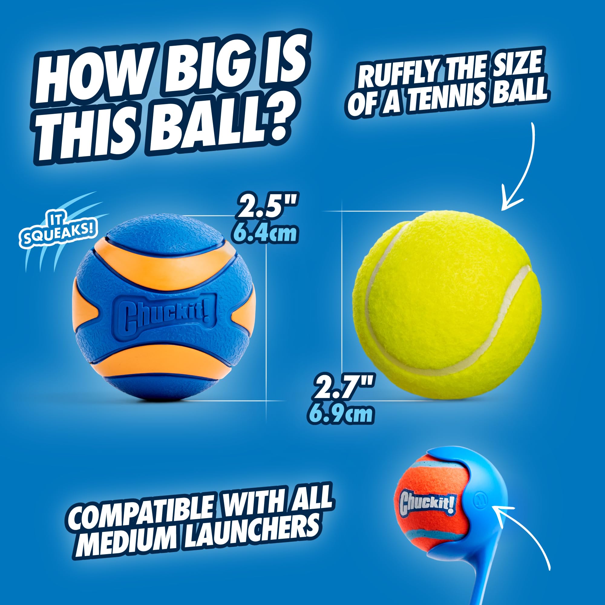 Chuckit! Ultra Squeaker Ball - Durable Natural Rubber Fetch Toy for Dogs | Medium Size 3