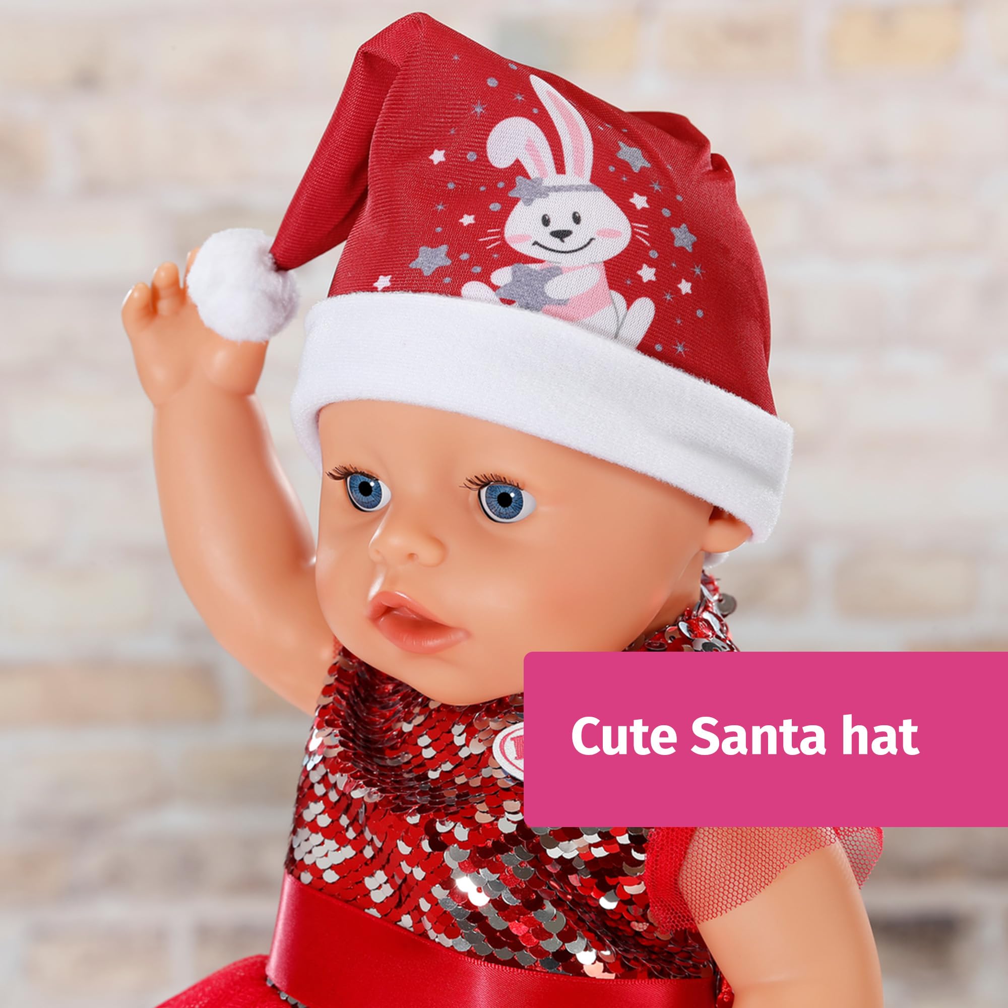 BABY born Christmas Dress - Festive Outfit with Sequins, Leggings & Hat for 43cm Dolls 7
