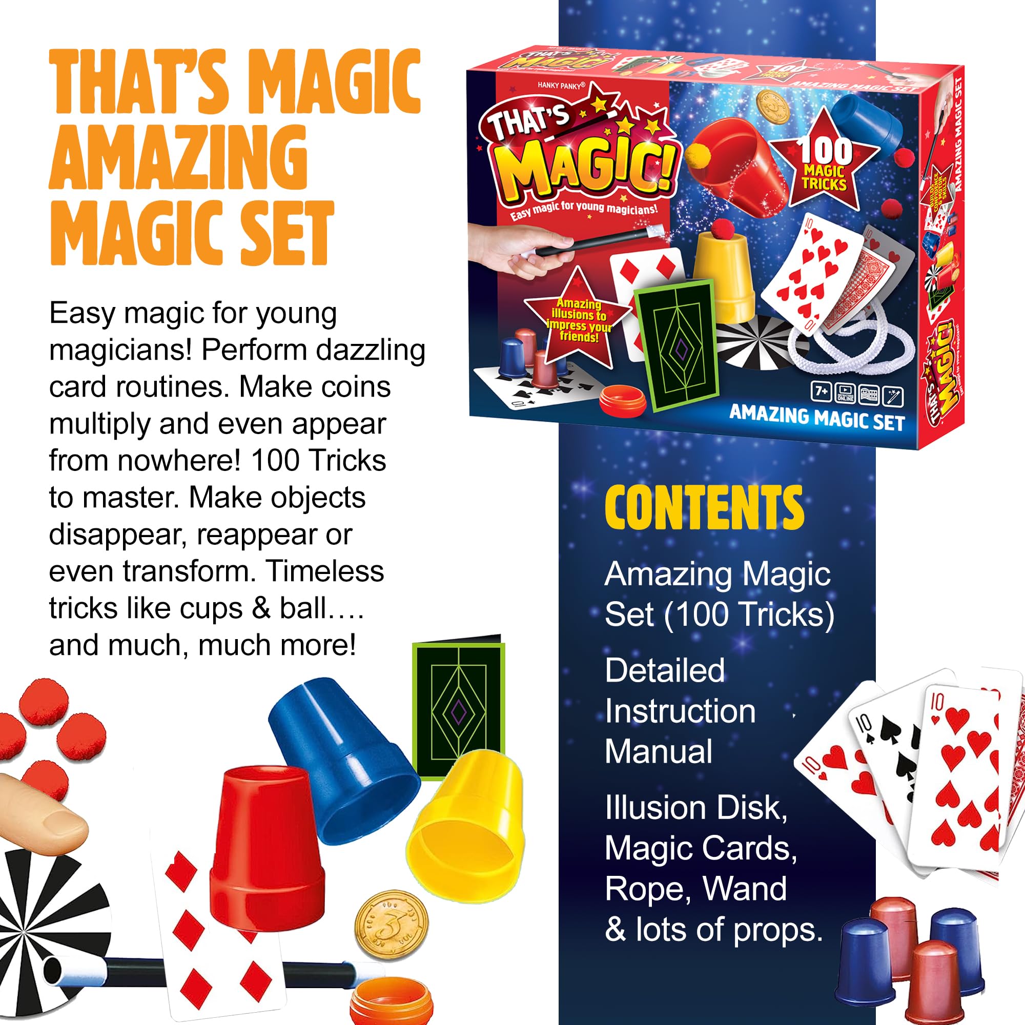 Hanky Panky That's Magic Amazing Magic Set - 100 Easy Tricks | Ages 7+