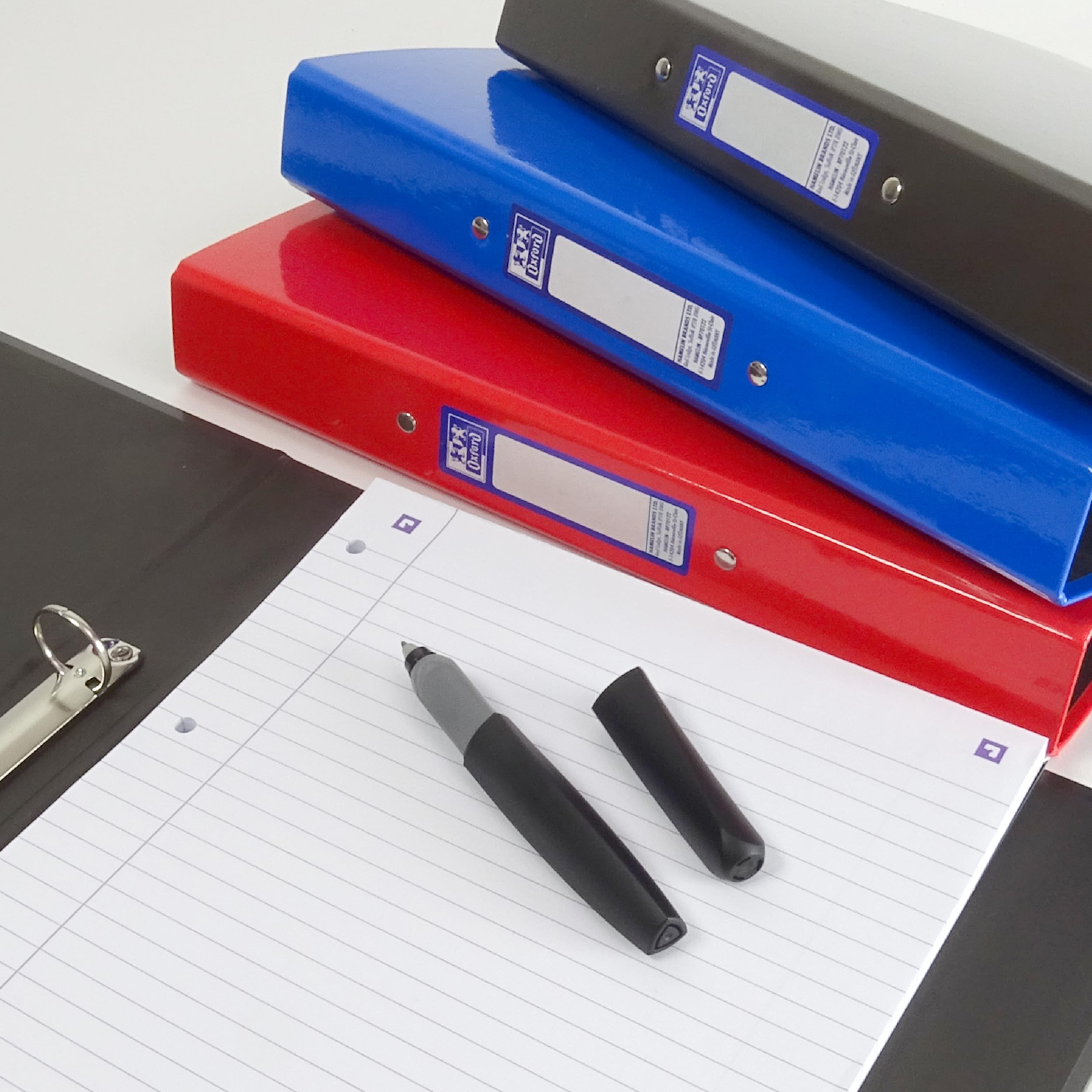 Oxford A4 O-Ring Binder - Durable Gloss Finish, 40mm Spine | Pack of 3 (Navy/Red/Aqua) 6