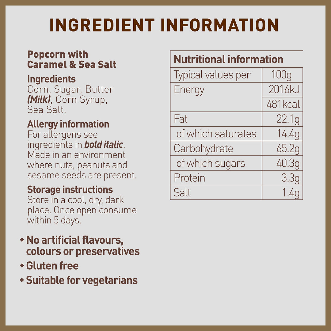 Joe & Seph's Salted Caramel Popcorn (4x70g) - Gourmet Air-Popped Snack, 2 Star Great Taste Award Winner