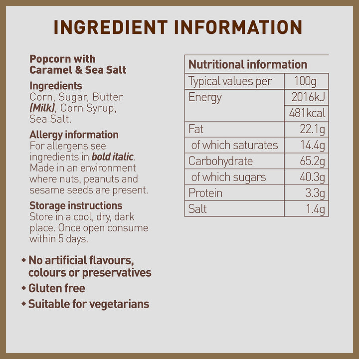 Joe & Seph's Salted Caramel Popcorn (4x70g) - Gourmet Air-Popped Snack, 2 Star Great Taste Award Winner