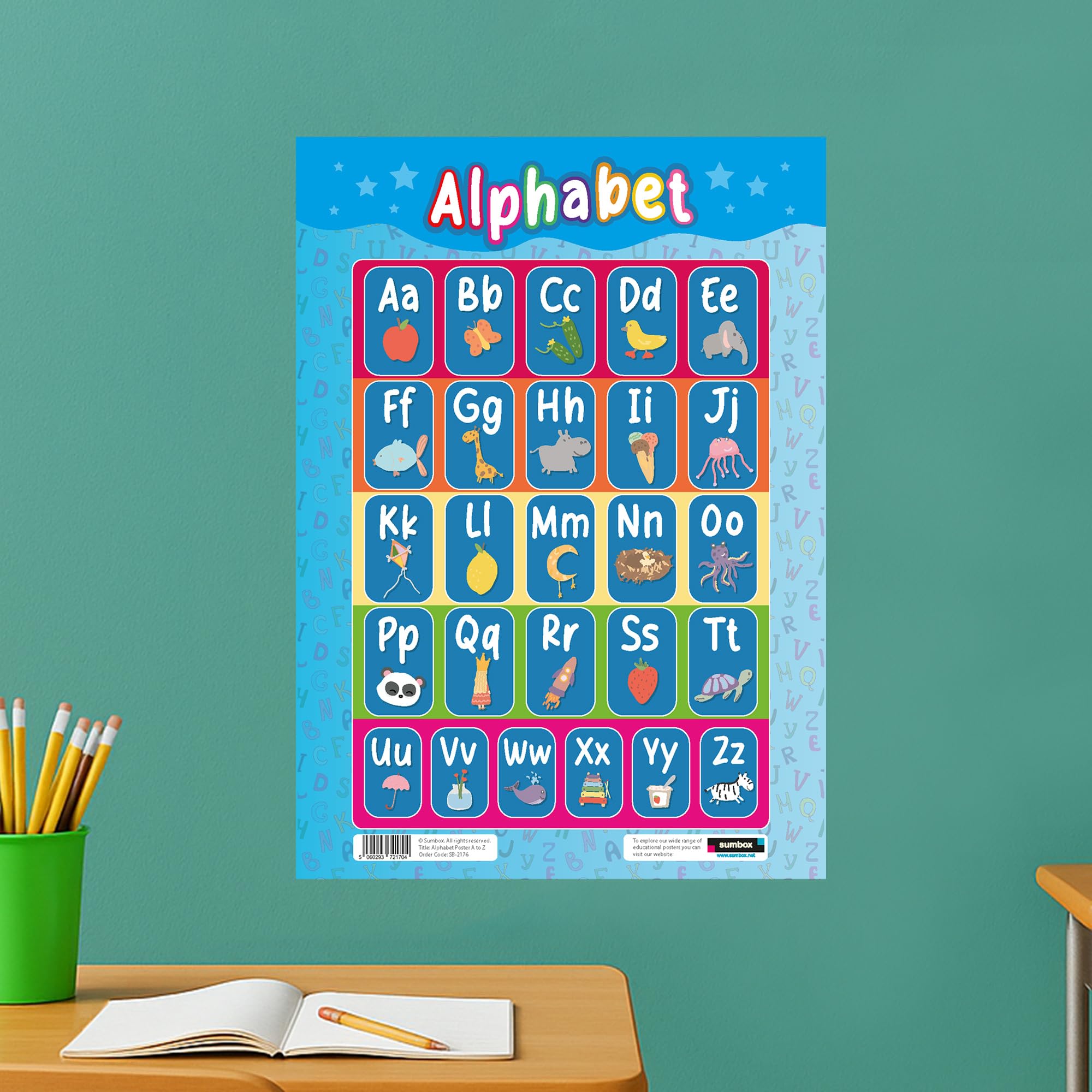 Sumbox Alphabet Educational Poster for Kids - A3 Size Phonics Learning Chart | Multicoloured Cardstock 8