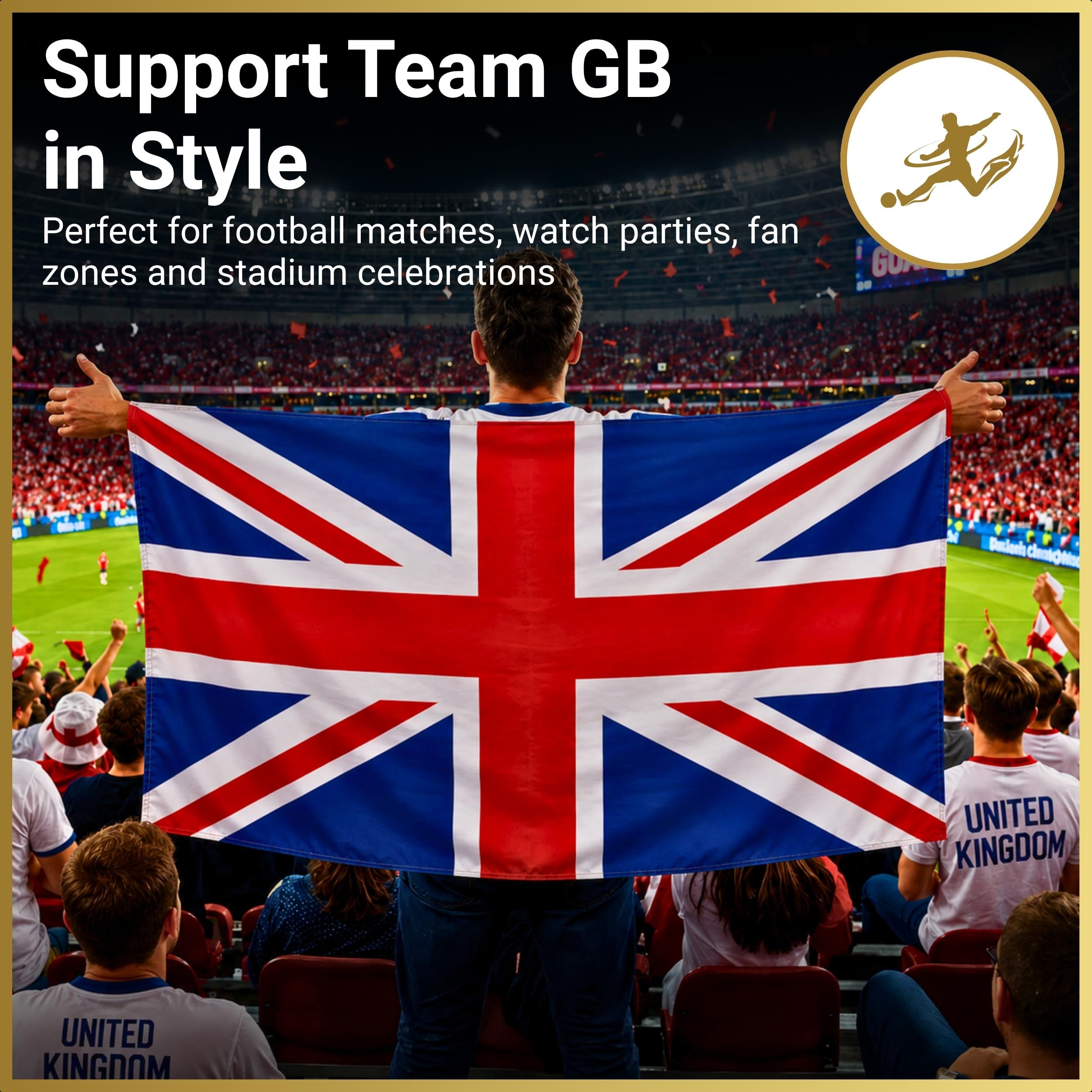 SHATCHI Union Jack Flag 5ft x 3ft with Sleeve | Wearable Cape Design | Fade Resistant Polyester 4