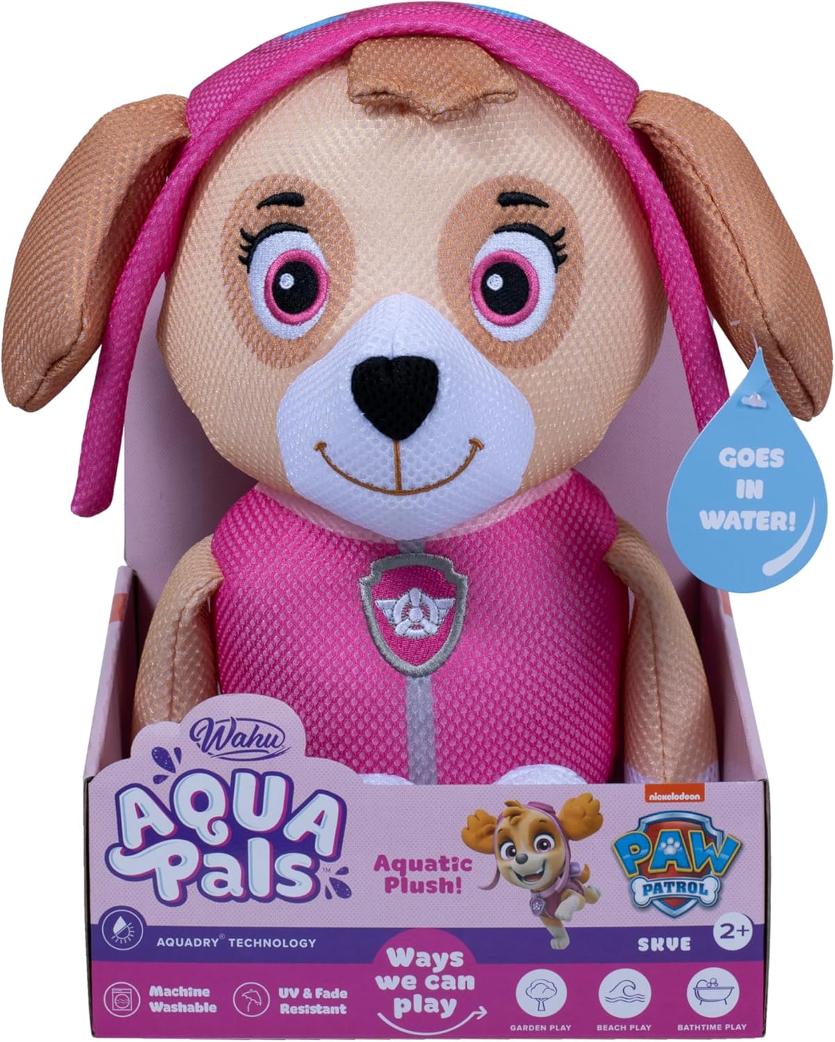 Wahu Aqua Pals Paw Patrol Skye Medium Plush Toy - Pool, Bath & Beach Play for Toddlers 2+ 1