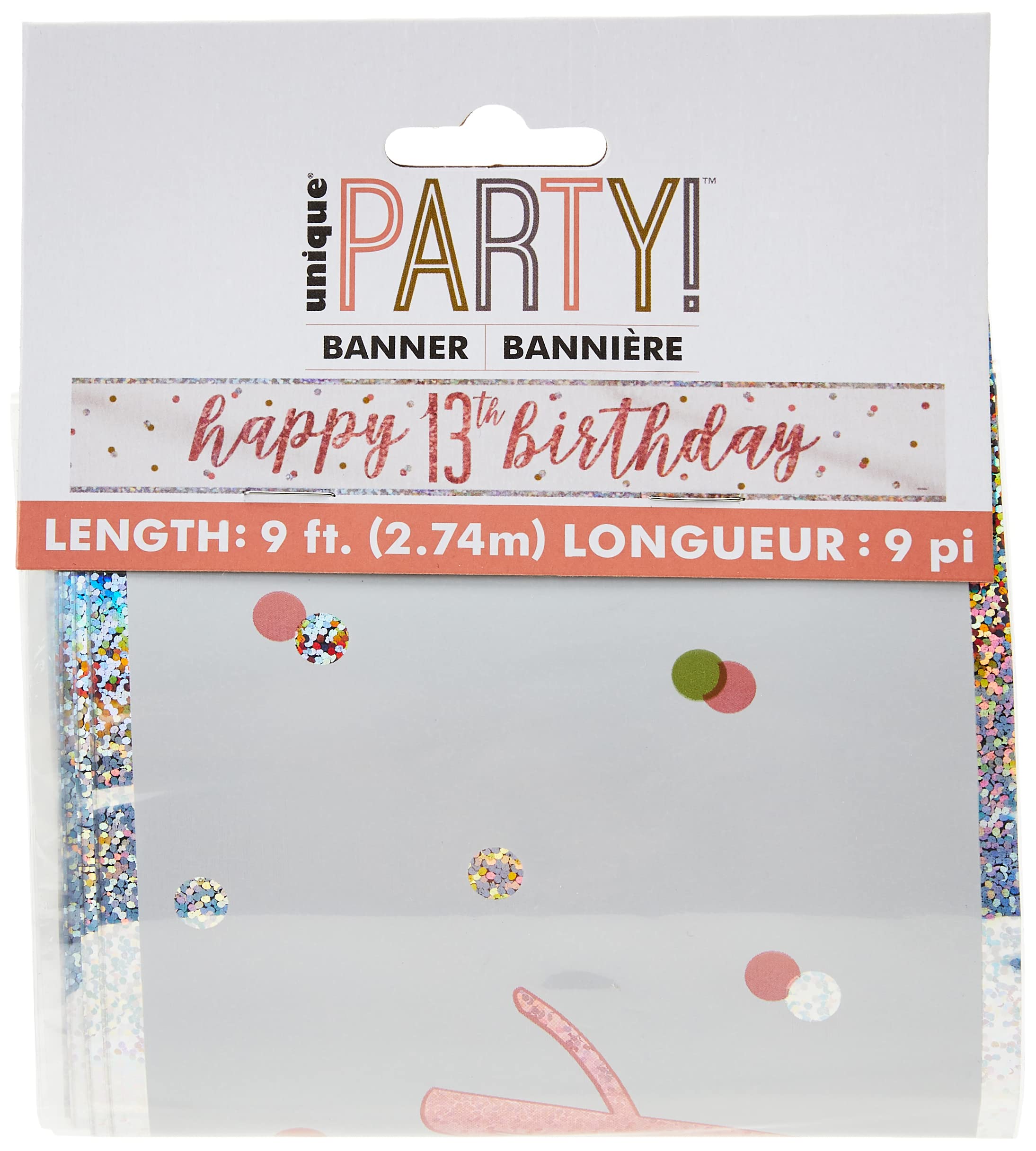 Unique - Rose Gold 13th Glitz Prism Birthday Banner (274cm) 1