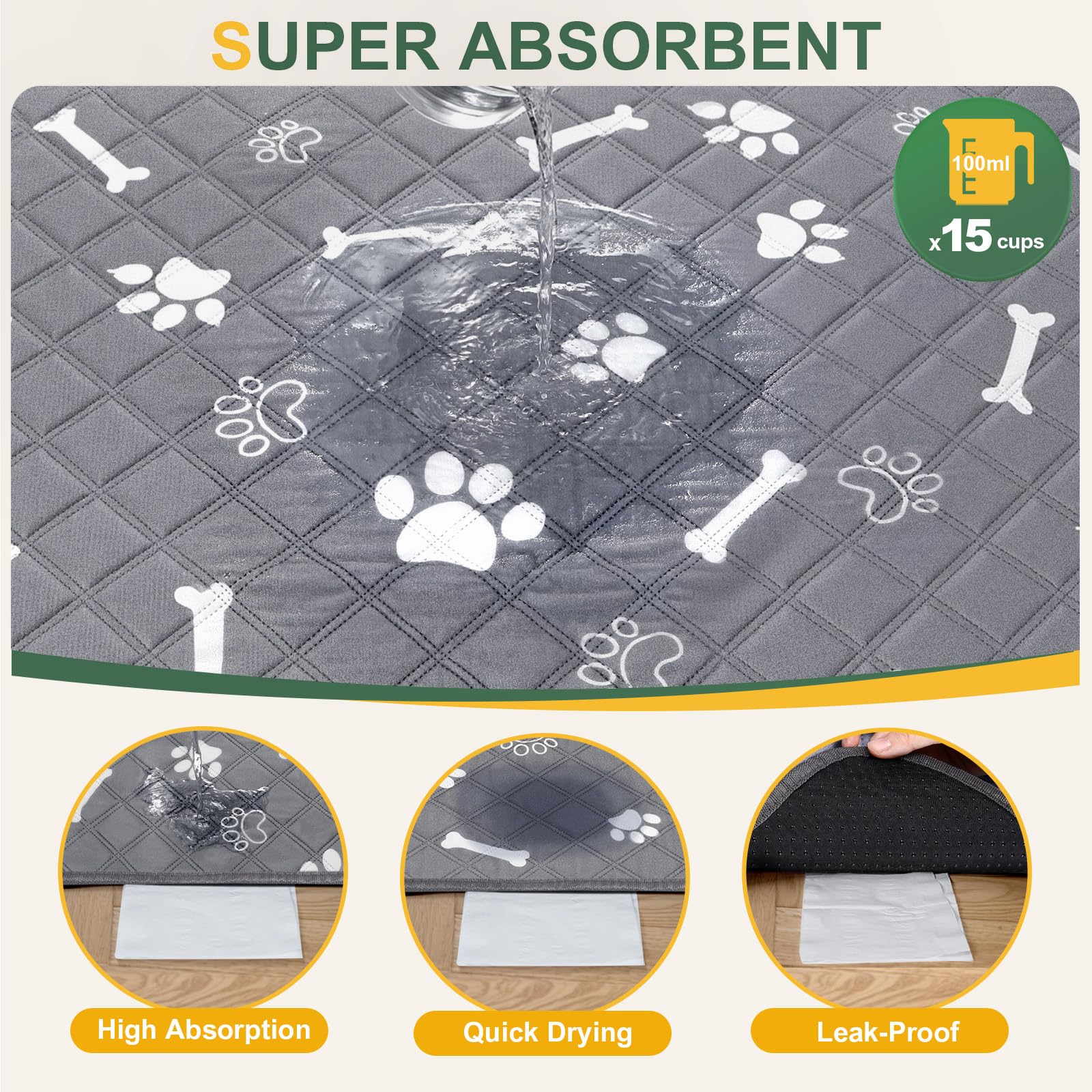 Gimars Reusable Training Pads - 100x70 cm, 2 Pack, Super Absorbent 2