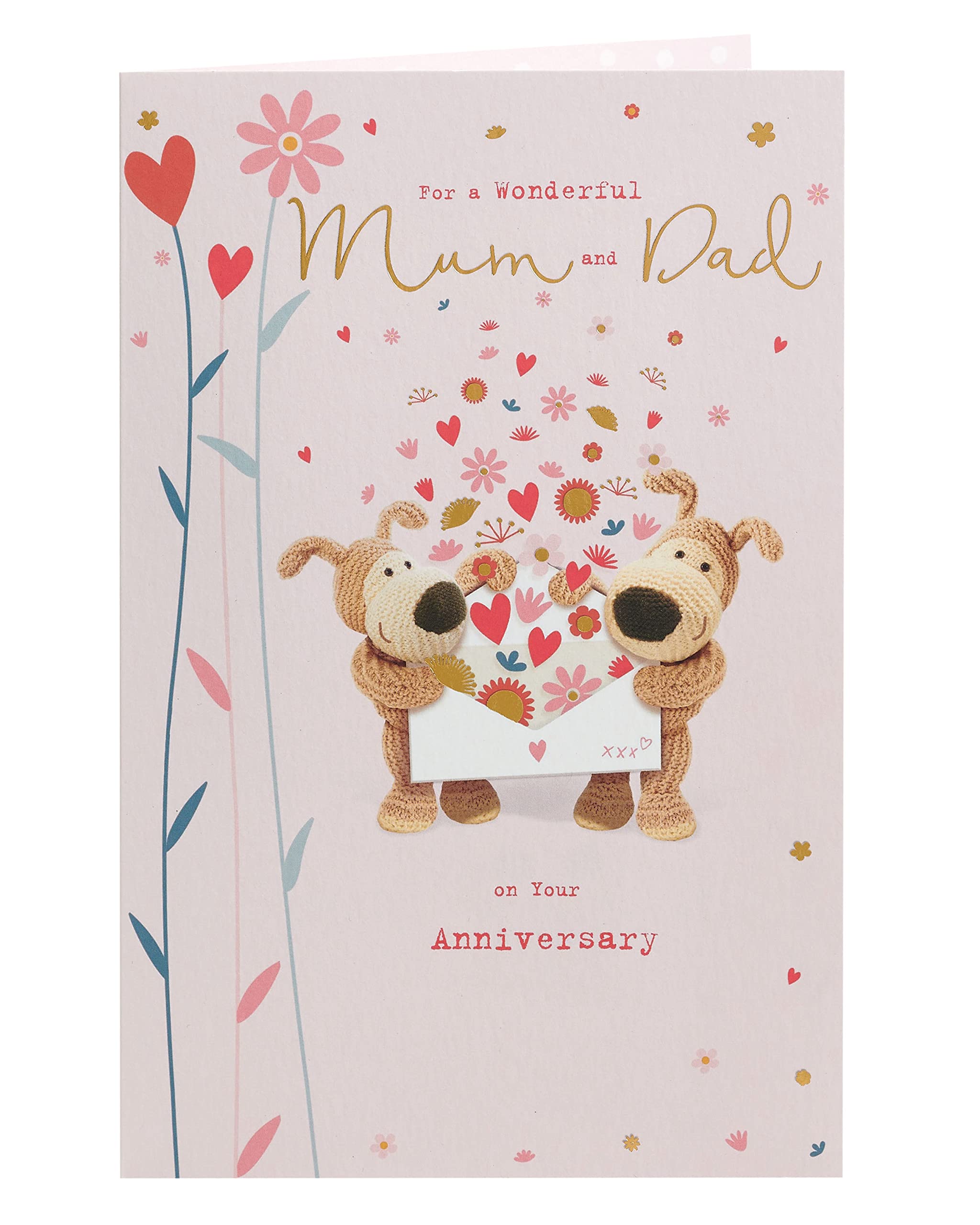 Boofle Mum & Dad Anniversary Card | Gold Foil Detailing | 155 x 235 mm 5