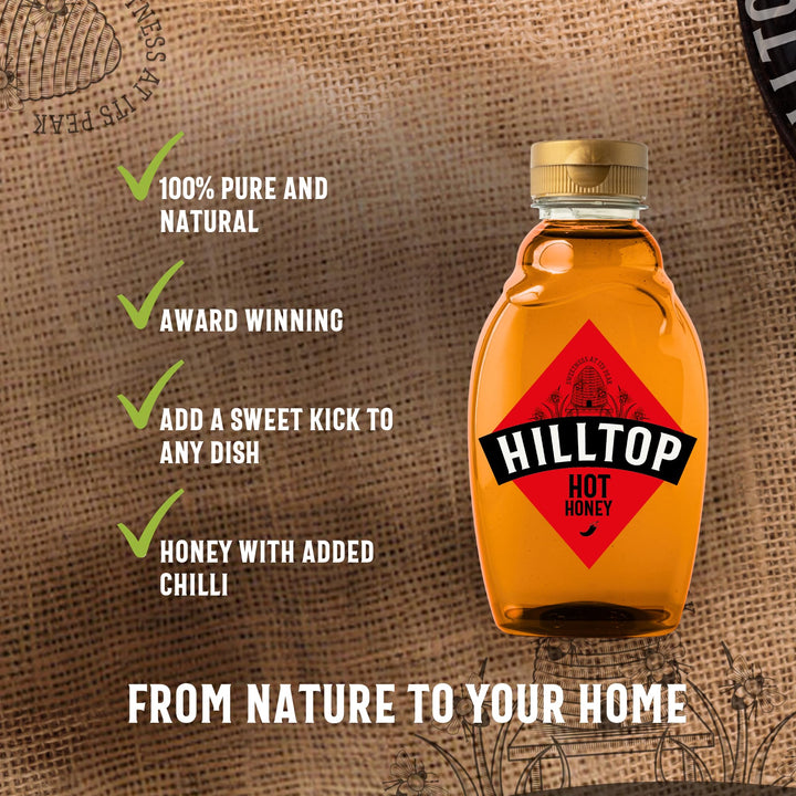 Hilltop Infusion Hot Honey 720g Squeezy Bottle - Spicy Chili Infused Natural Honey