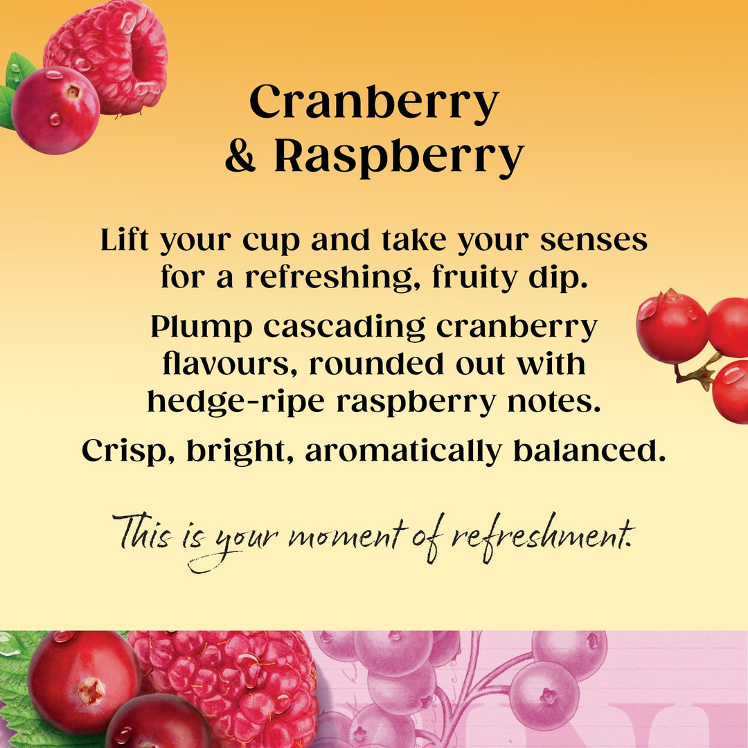 Twinings - Cranberry & Raspberry Fruit Infusion Tea 80 Biodegradable Bags (4 x 20) Caffeine-Free Herbal Vegan Tea