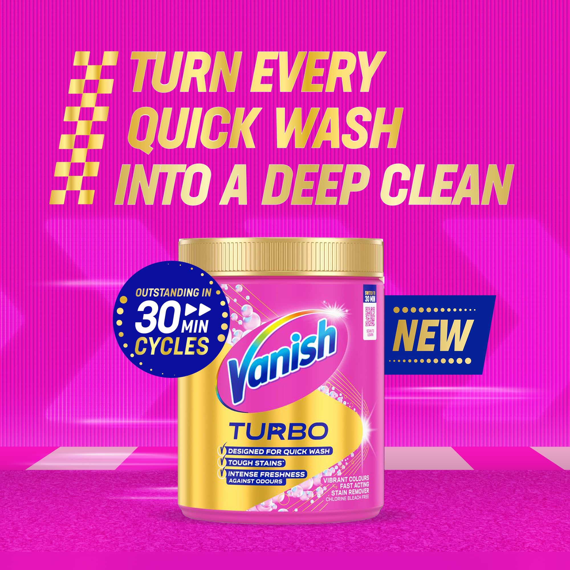 Vanish Turbo Stain Remover Powder - Boosted Oxi Action for Quick Wash | 1.9kg 2