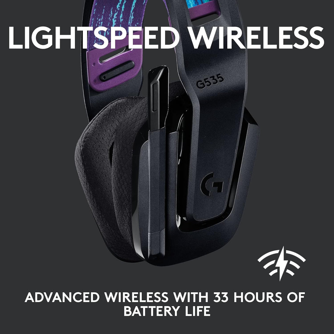 Logitech G G535 LIGHTSPEED Wireless Gaming Headset - 40mm Drivers, Lightweight 236g, USB Plug & Play for PC and PlayStation