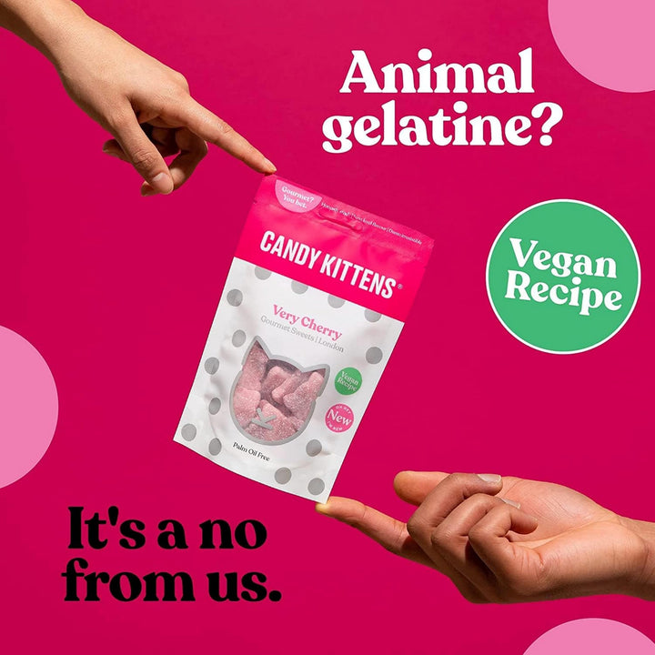 Candy Kittens Vegan Sweets VERY CHERRY (140g Bag), Vegan Chewy Sweets - Naturally Flavoured With Cherry, Perfect Vegan Gifts For Gourmet Sweet Lovers, Fruity & Delicious Vegetarian Sweets