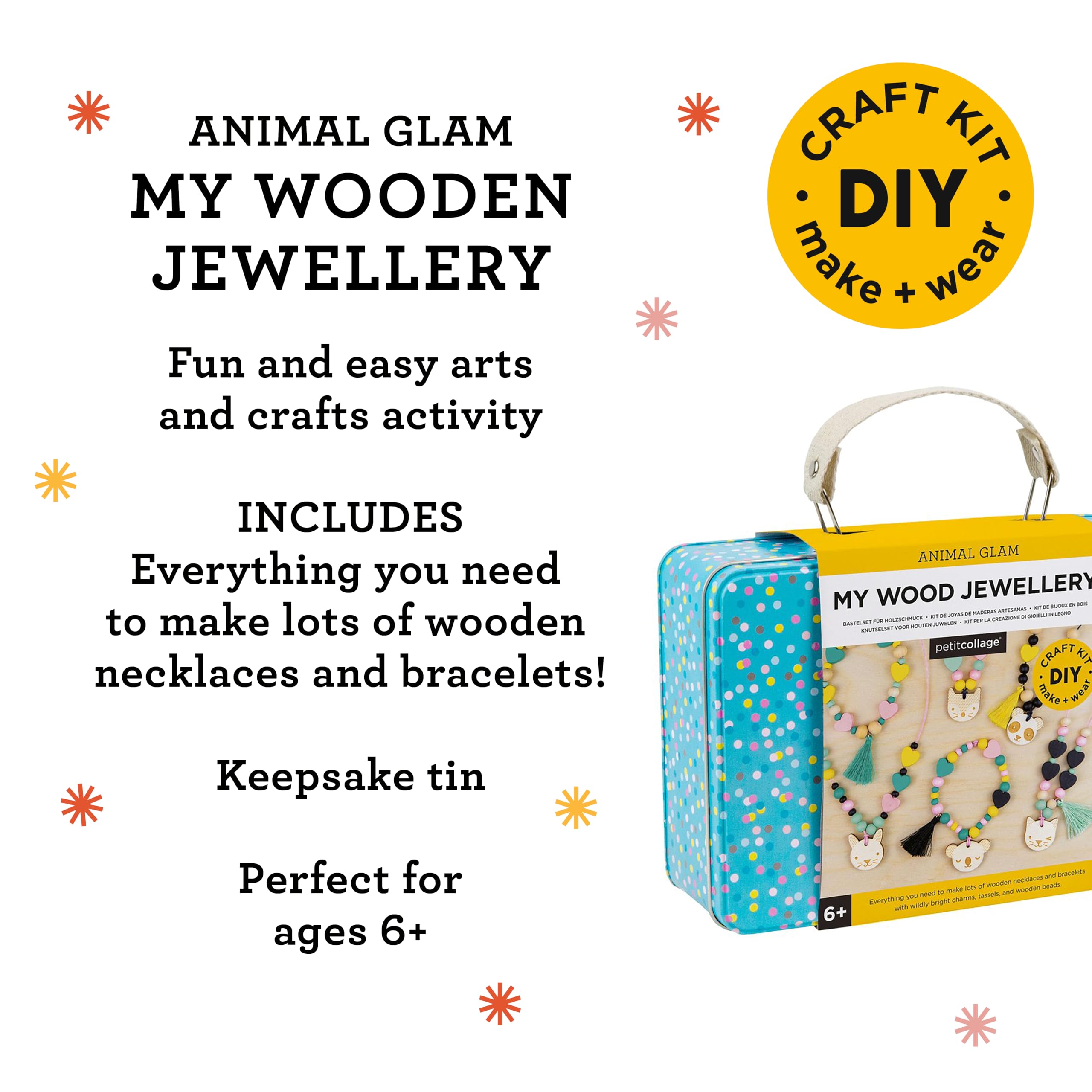 Petit Collage DIY Wood Jewellery Kit - Arts & Crafts for Kids 6+ 5