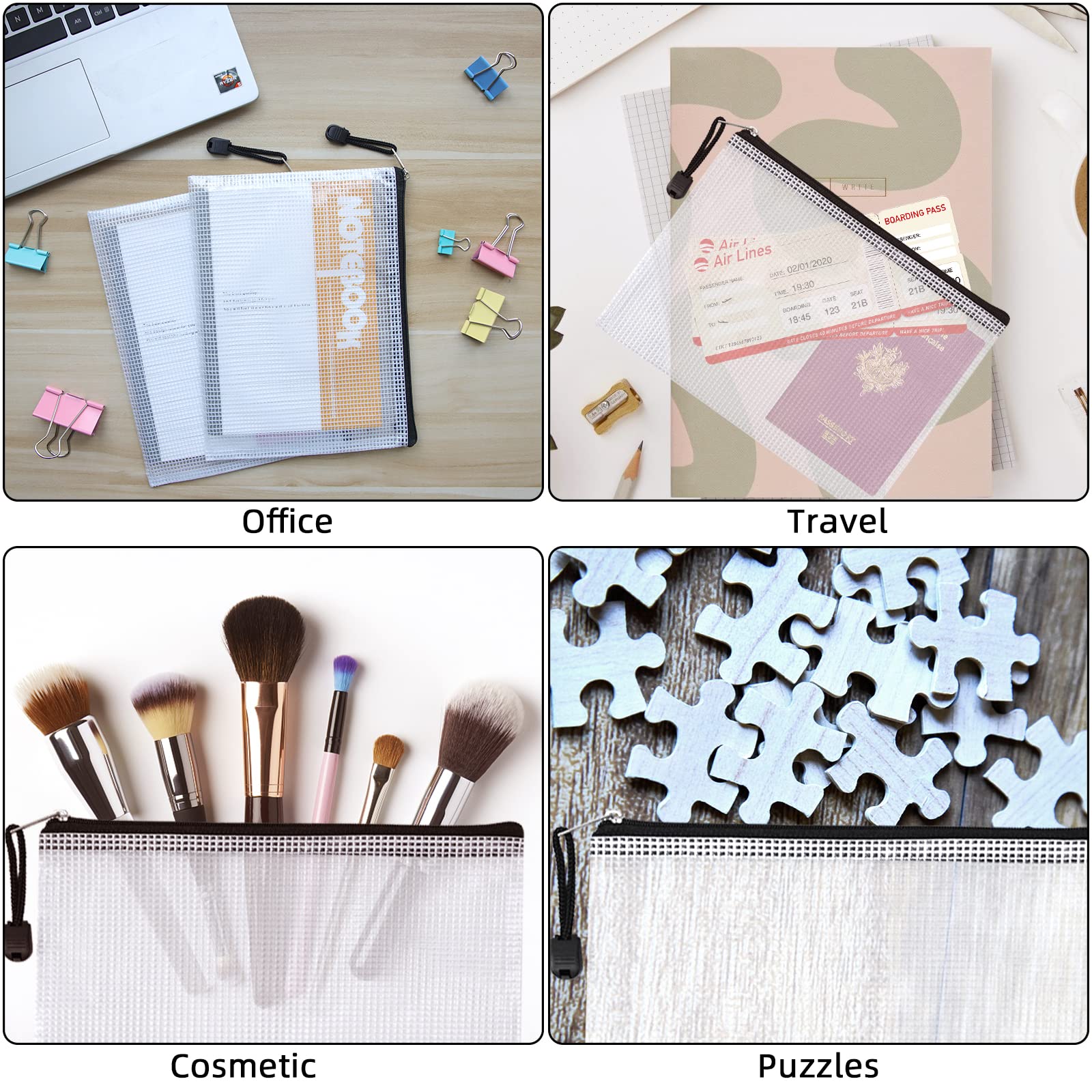 NORTHERN BROTHERS Zip Document Wallets - 24PCS A4/A5 Size, 12 Assorted Colors, PVC 6