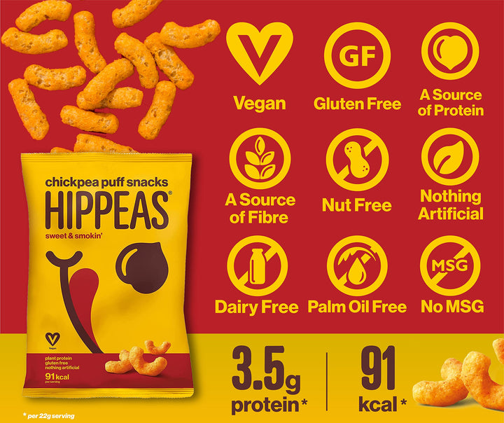 Hippeas Smoky Paprika Chickpea Puff Vegan Multipack Crisps | 24 x 22g Snack