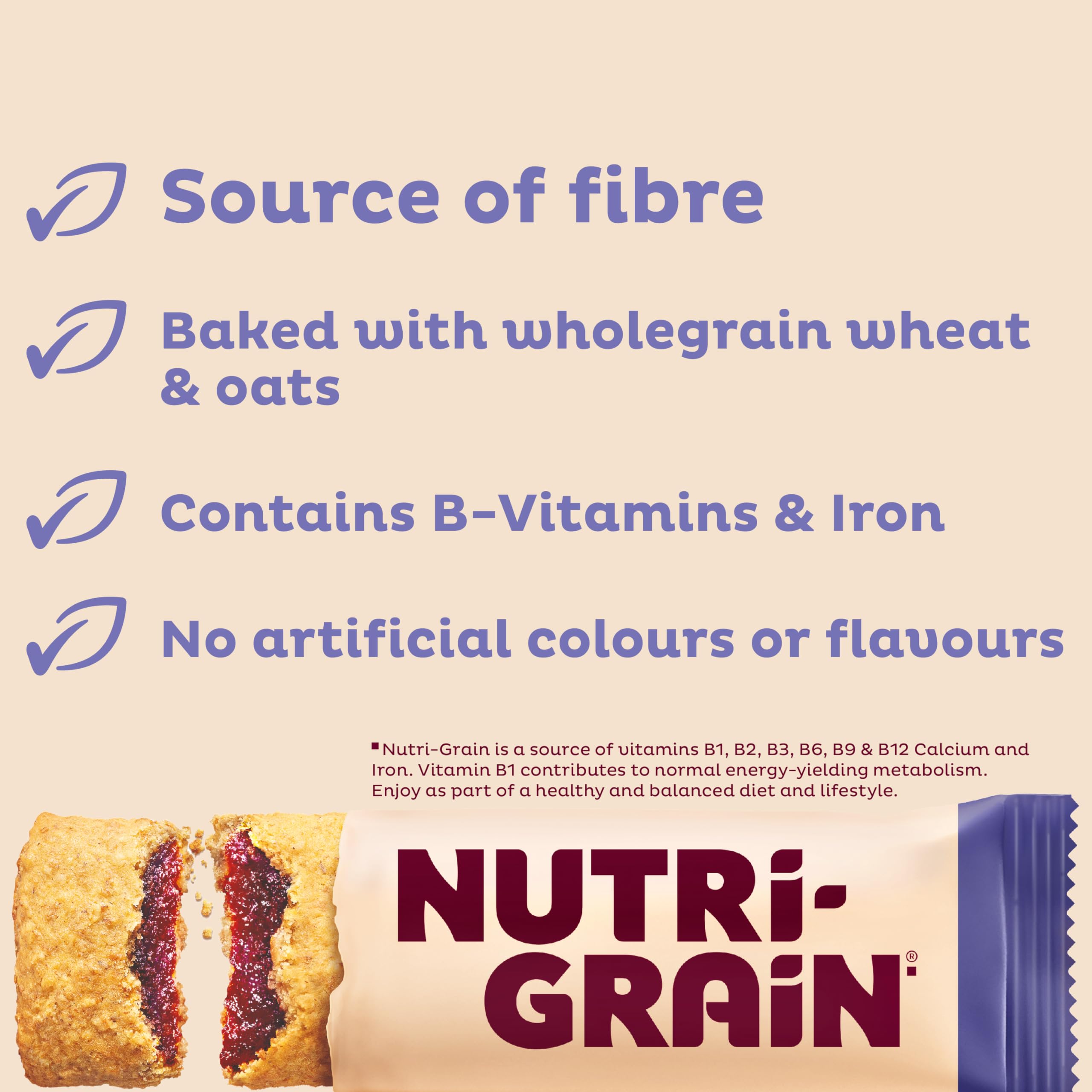 Kellogg's Nutri-Grain Blueberry Cereal Bars - Source of Fibre & B-Vitamins | 6 Count (222g) 3