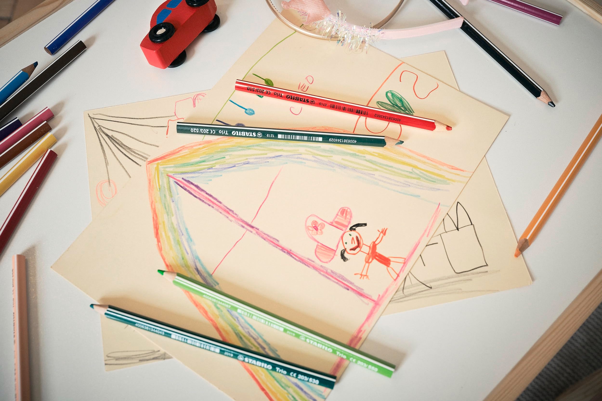 STABILO Trio thick Coloured Pencils - 24 Assorted Colours Wallet + Sharpener 6