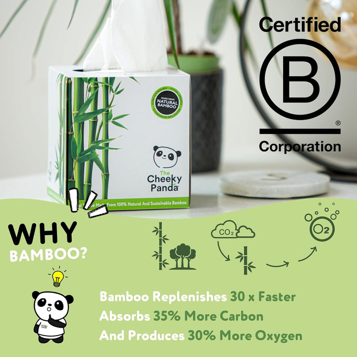 The Cheeky Panda - Bamboo Facial Tissues 12-Pack | Plastic-Free, Hypoallergenic Face Tissues