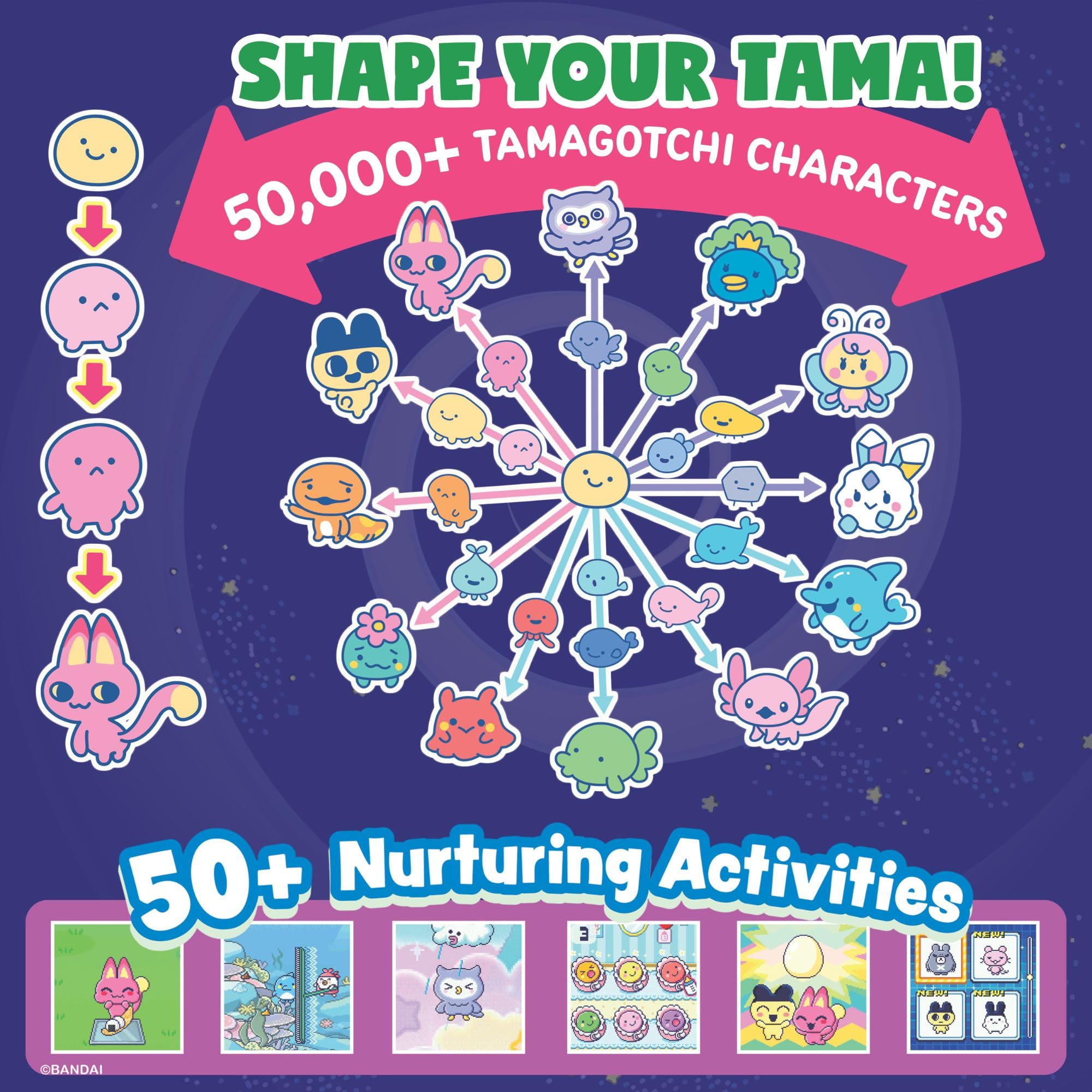 Bandai Tamagotchi Paradise Digital Pet - Electronic Interactive Toy with Zoom Function, Sky Shell, Ages 8+ 6