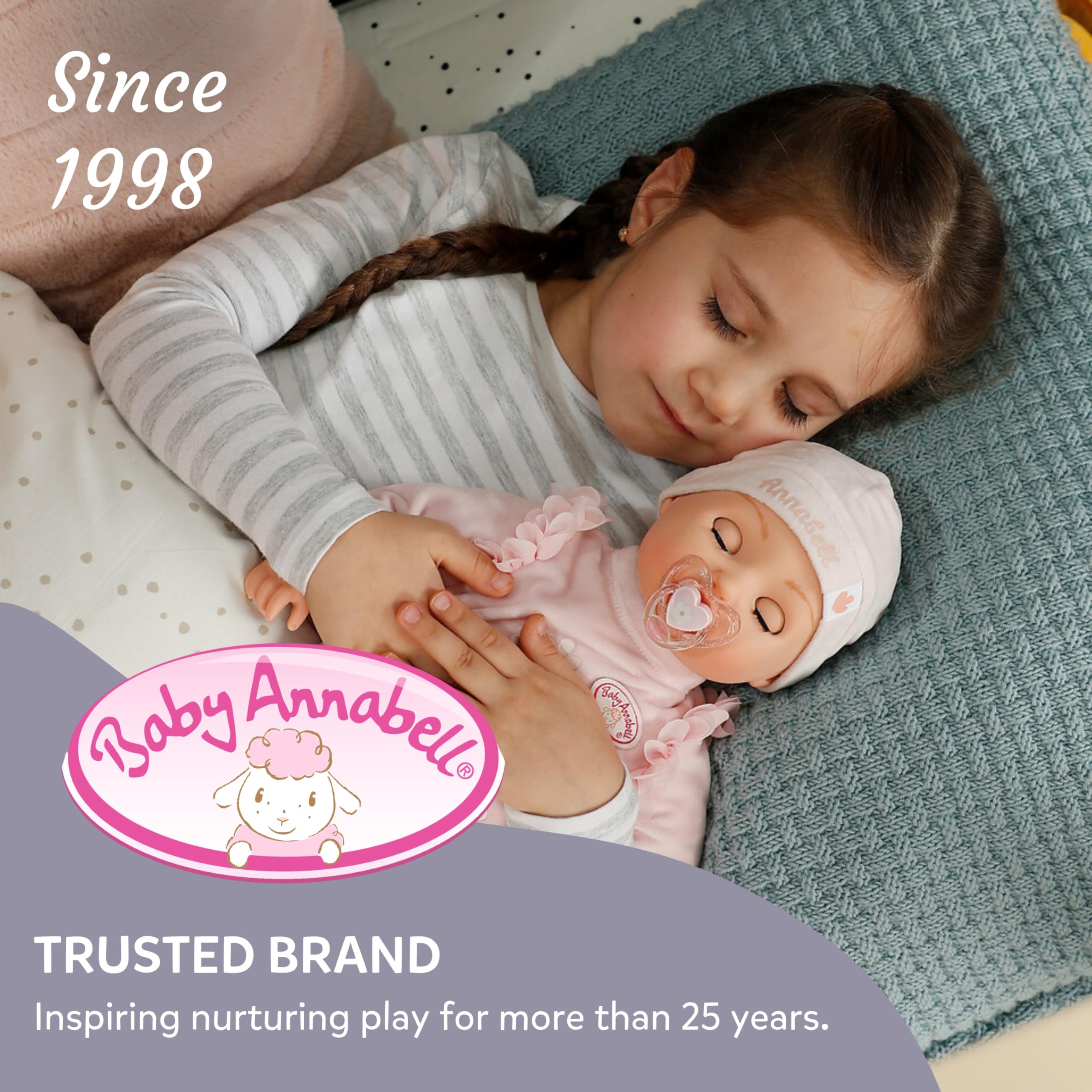 Baby Annabell - Sleeping Bag for 36cm & 43cm Dolls - Pink Floral Design with Sheep Embroidery 3