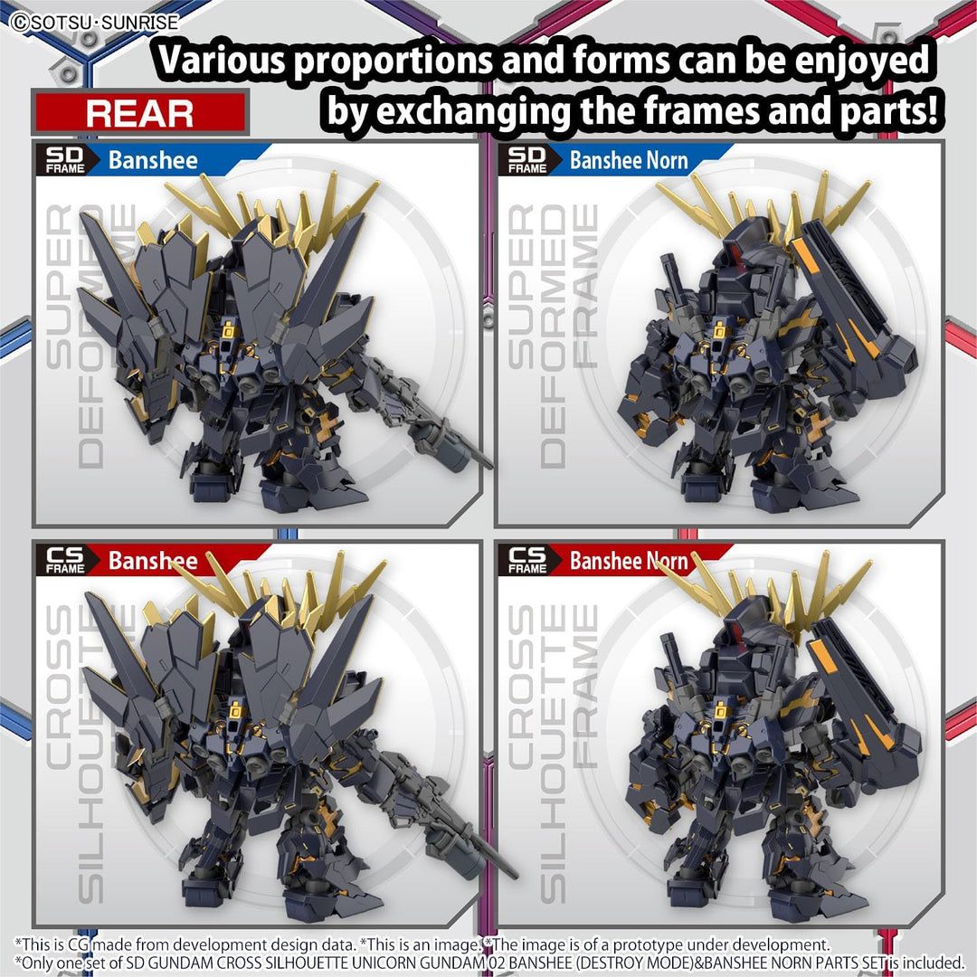 BANDAI SPIRITS SD GUNDAM -Cross Silhouette Unicorn 02 Banshee & Norn Parts -Model Kit