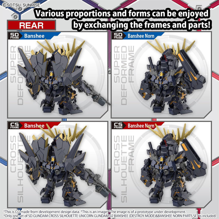 BANDAI SPIRITS SD GUNDAM -Cross Silhouette Unicorn 02 Banshee & Norn Parts -Model Kit
