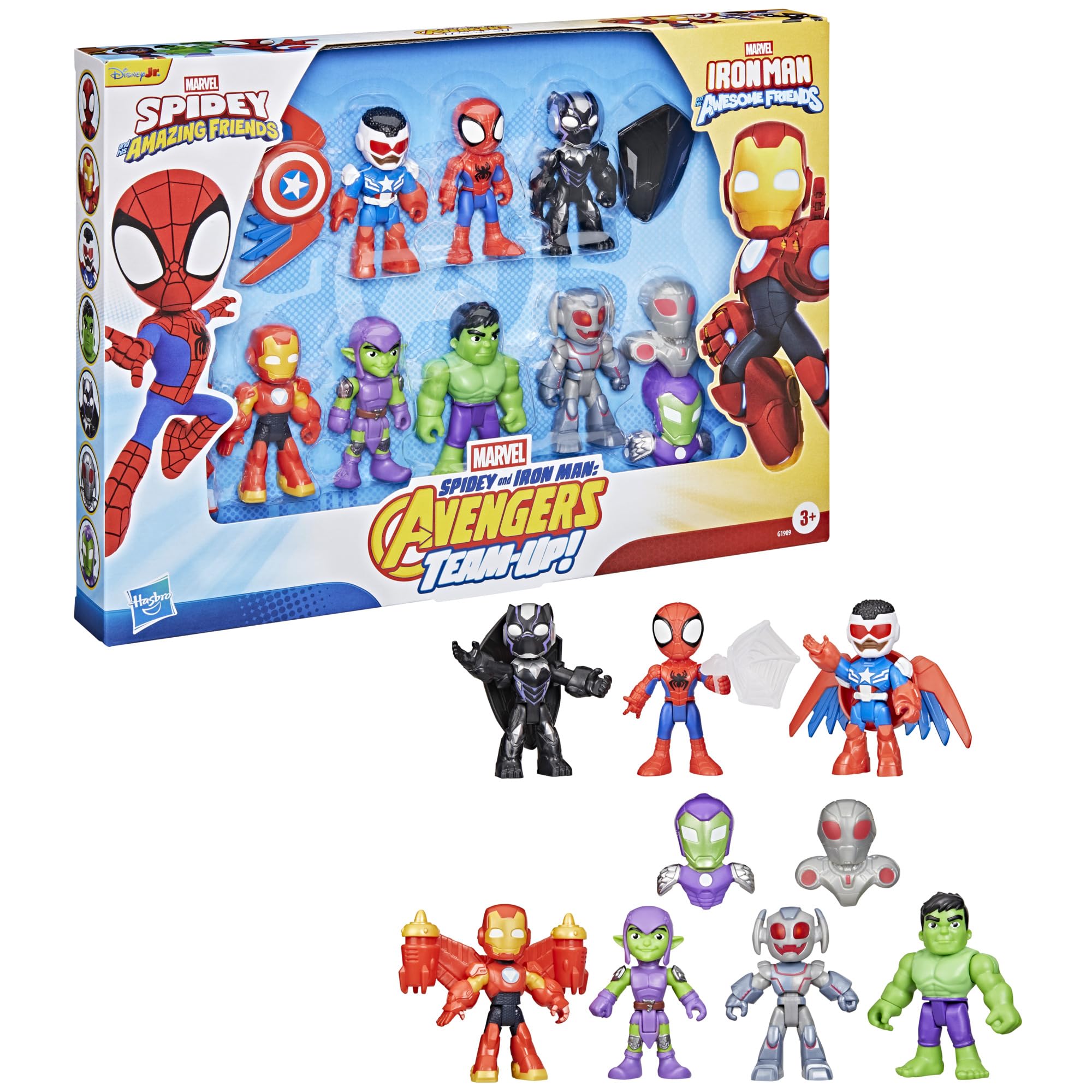 Spidey and Iron Man: Avengers Team-Up! Action Figure Set - 7-Piece Marvel Toy Collection for Kids 3