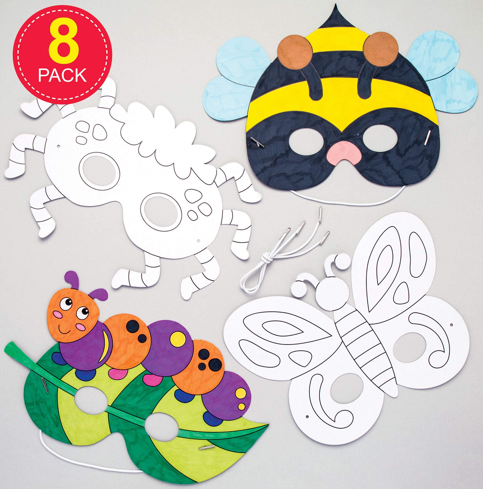 Baker Ross Bug Colour In Masks - Pack of 8 DIY Craft Kit for Kids | Ages Not Specified 2
