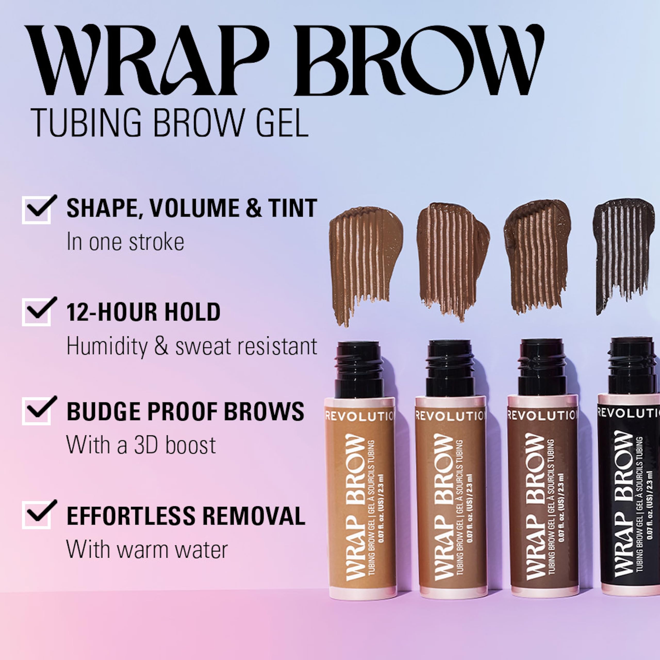 Revolution Beauty London Wrap Brow Tubing Gel - Shape & Sculpt, Dark Brown | Water-Resistant | 2.3 ml 5