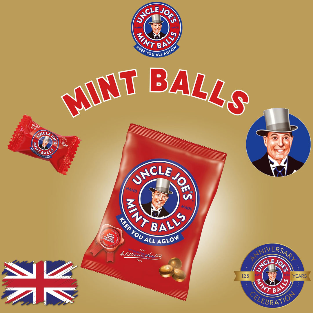 Uncle Joe's Mint Balls 90g Bag - Traditional English Mint Sweets
