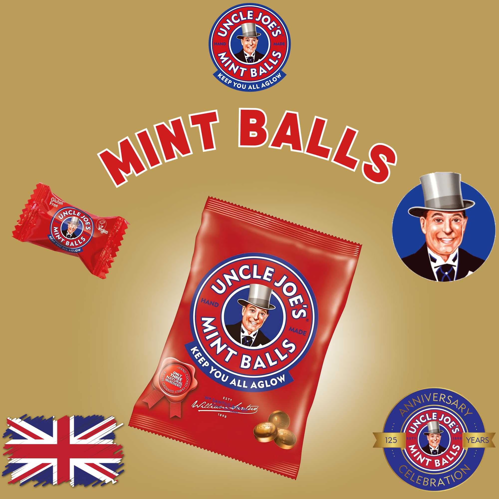 Uncle Joe's Mint Balls 90g Beutel - Traditionelle englische Minzbonbons 5