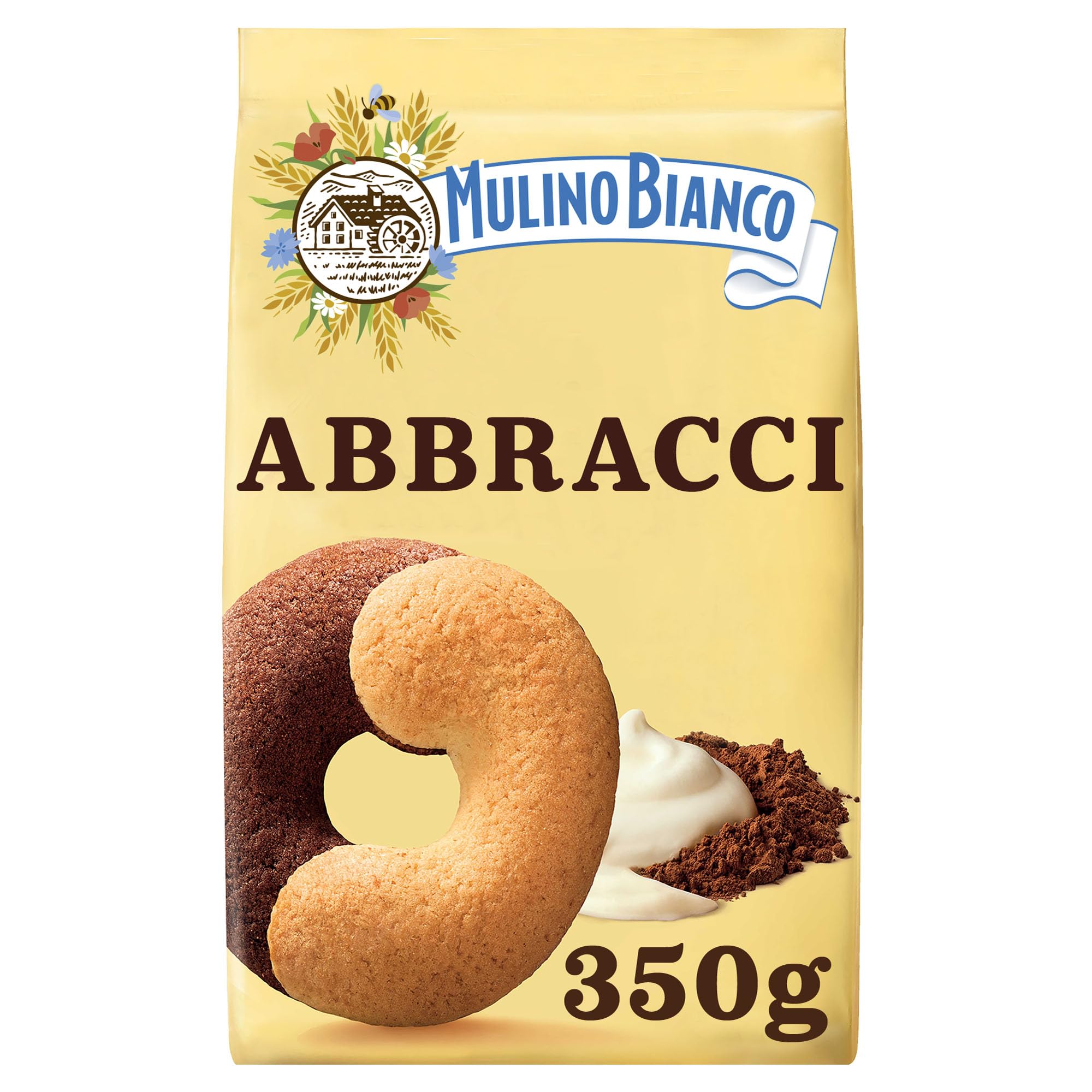 Barilla Mulino Bianco Abbracci Biscuits - Cream & Cocoa Flavor | 350g Pack 1