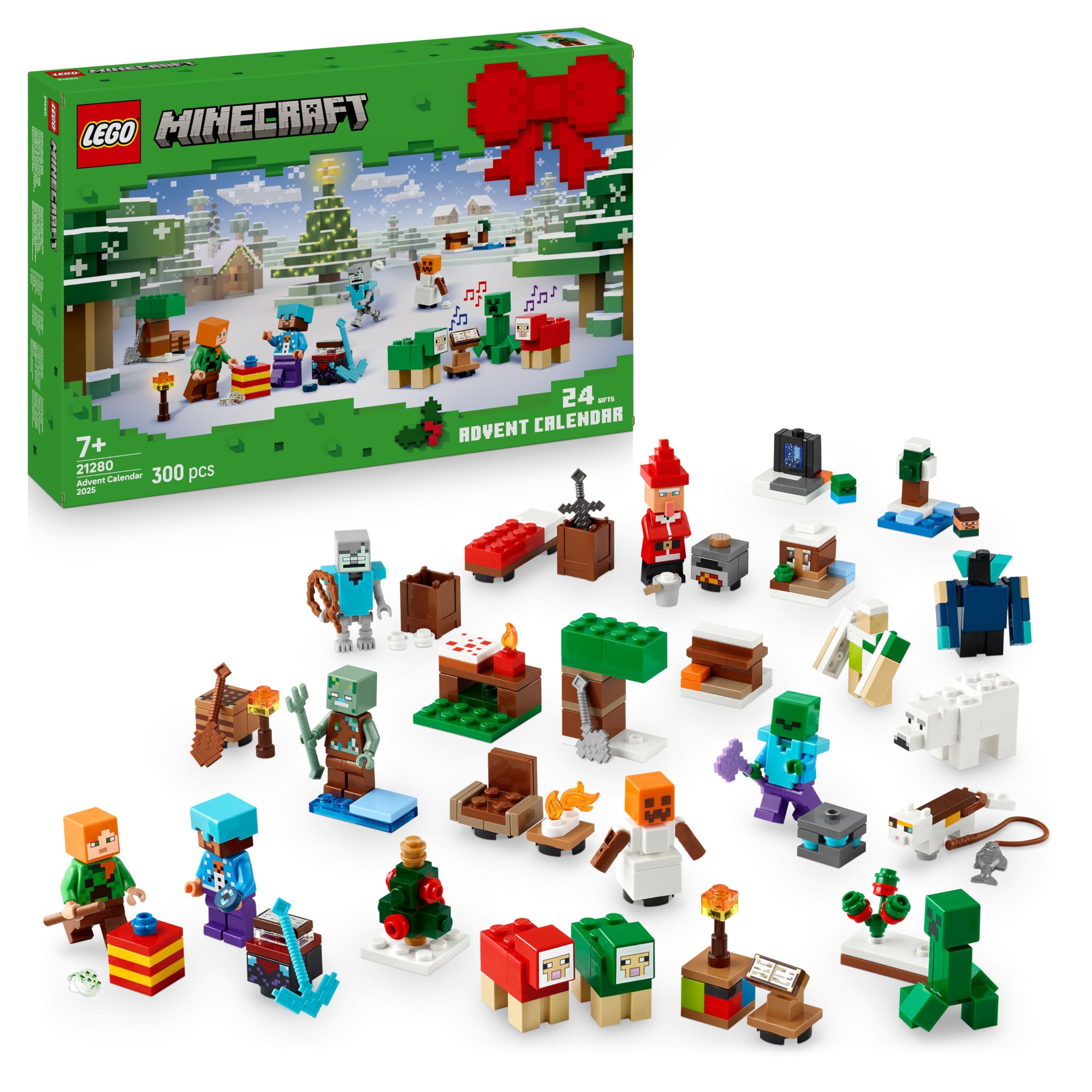LEGO Minecraft Advent Calendar 2025 - 24-Day Buildable Toy with Minifigures & Winter Village Set 1