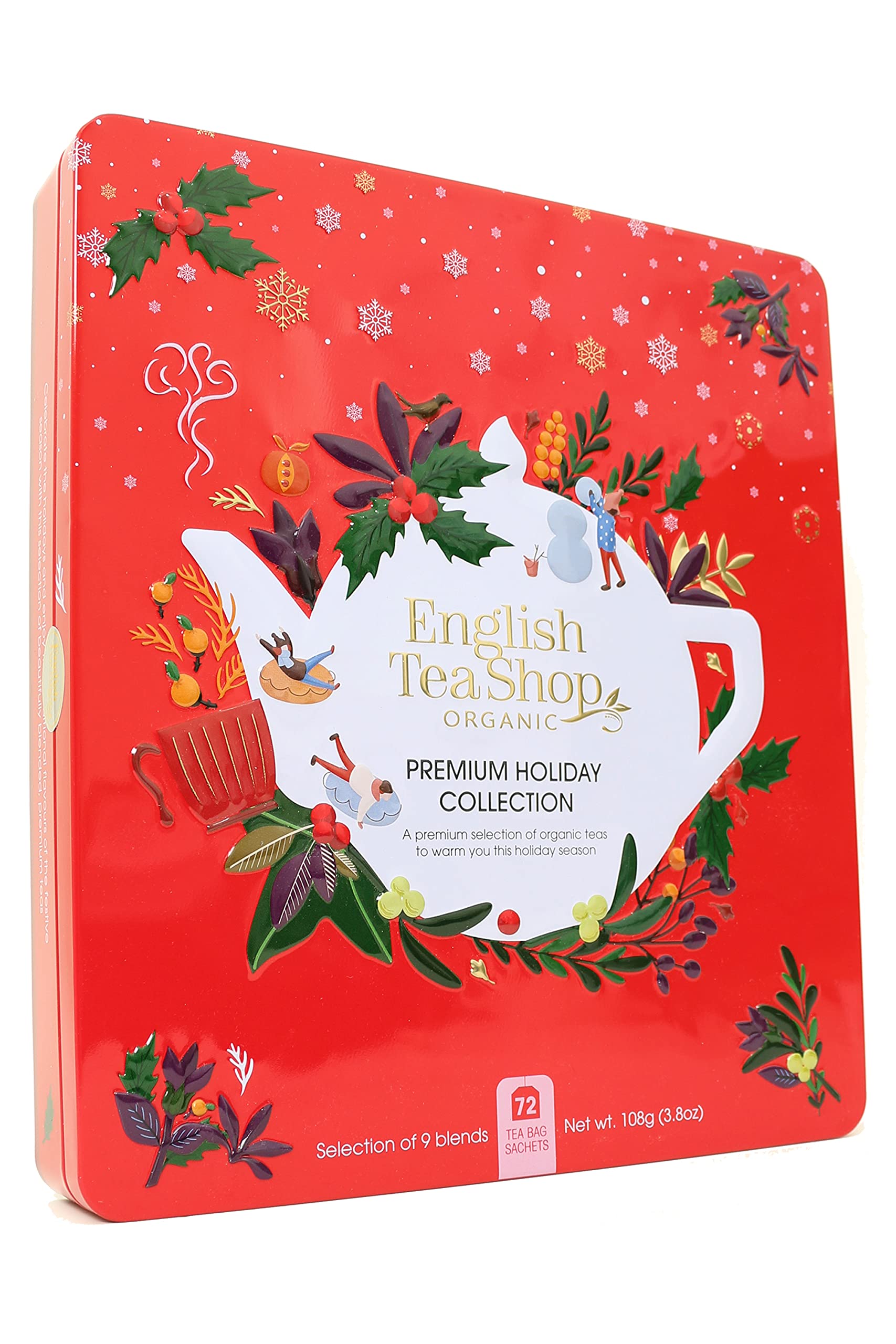 English Tea Shop Premium Holiday Collection Red Gift Tin - Organic Tea Variety Pack (72 Tea Bags) 1